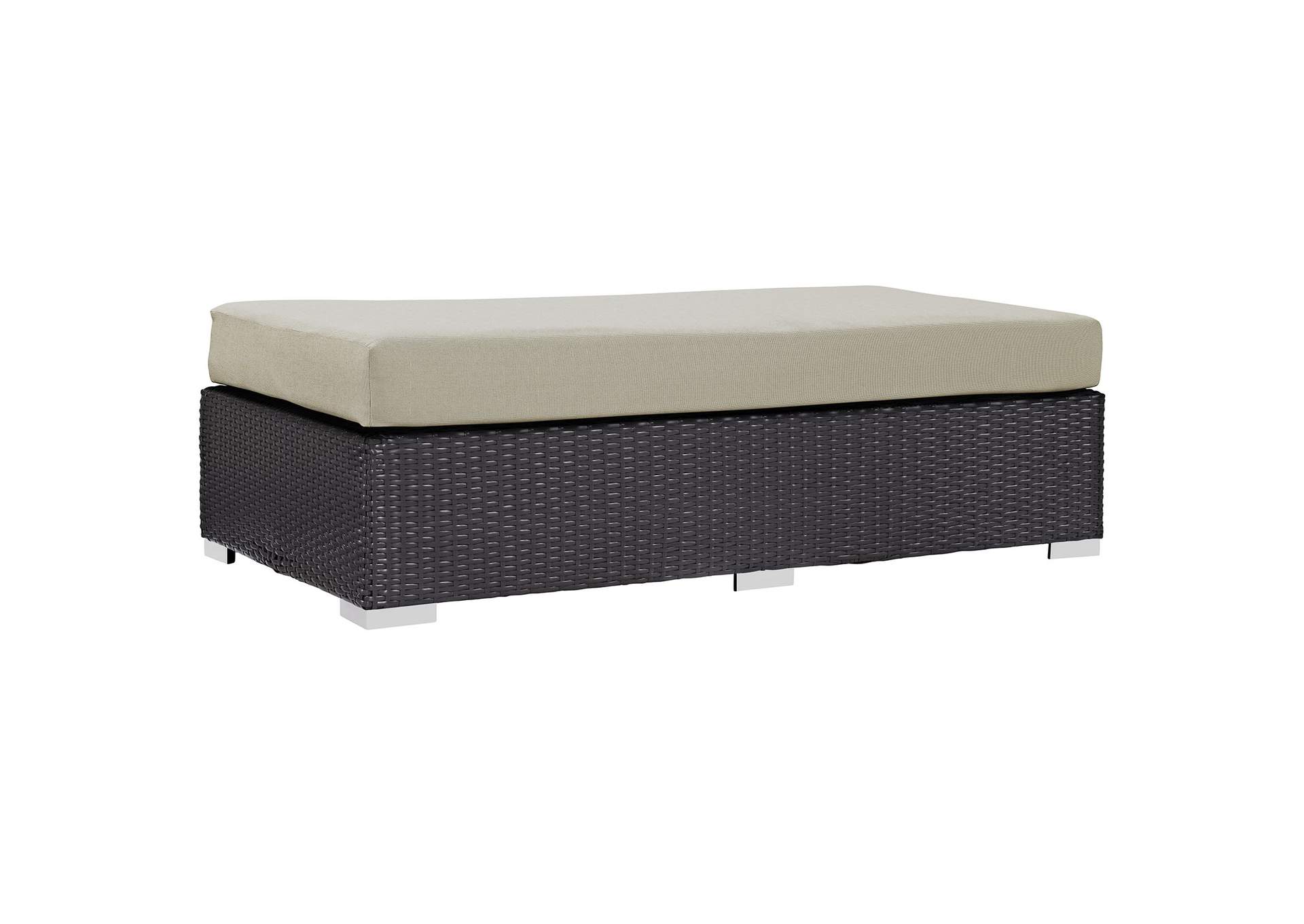 Espresso Beige Convene Outdoor Patio Fabric Rectangle Ottoman,Modway