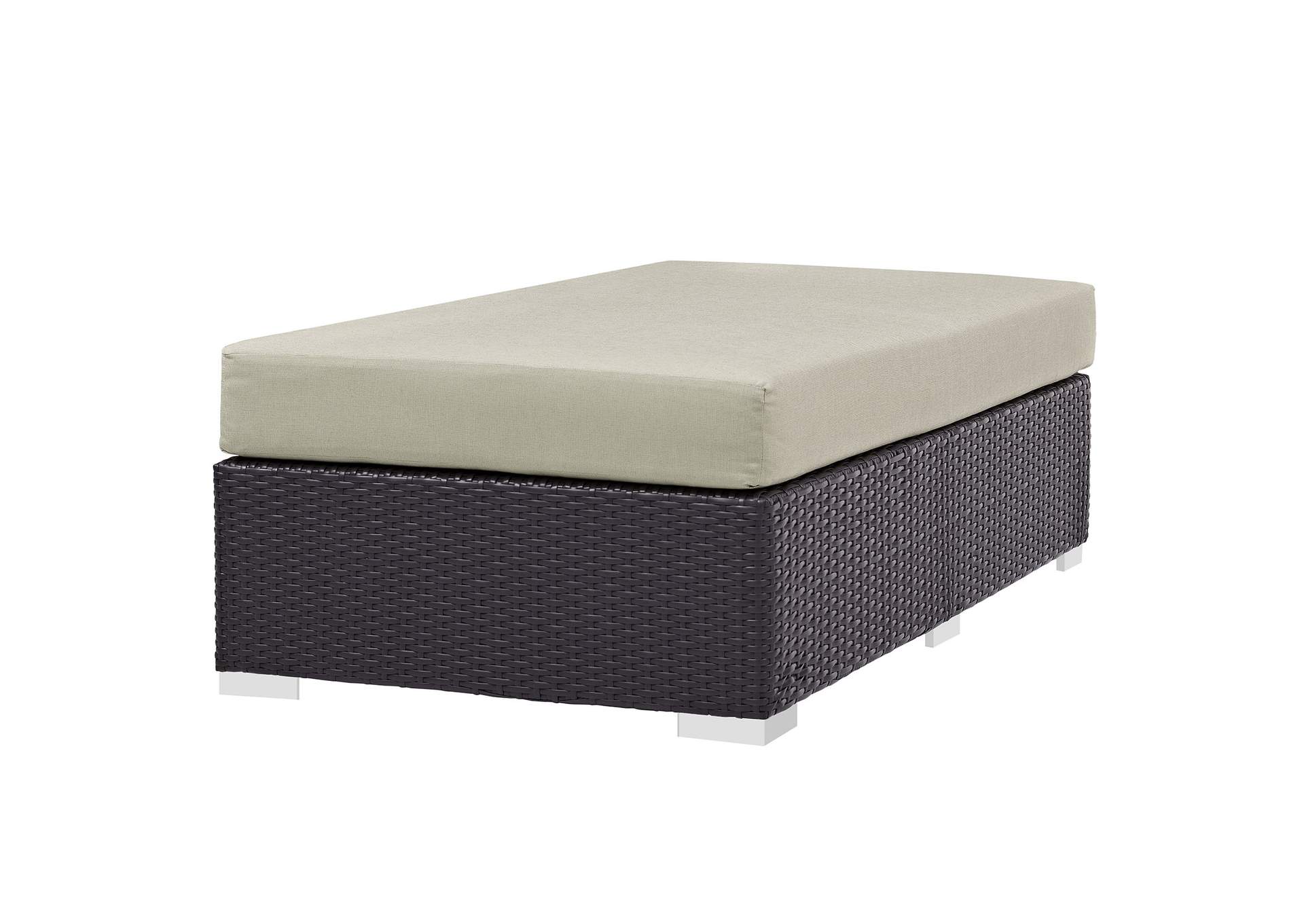 Espresso Beige Convene Outdoor Patio Fabric Rectangle Ottoman,Modway