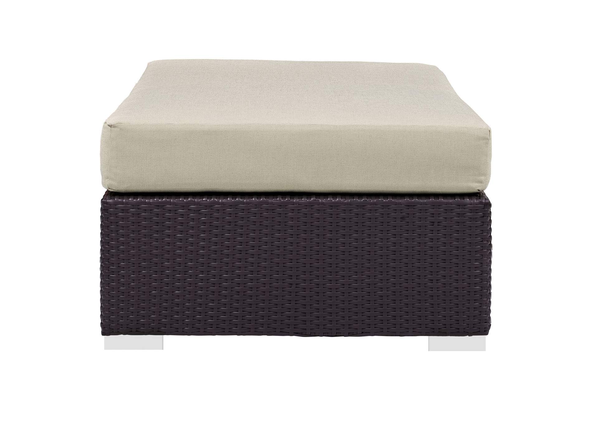 Espresso Beige Convene Outdoor Patio Fabric Rectangle Ottoman,Modway