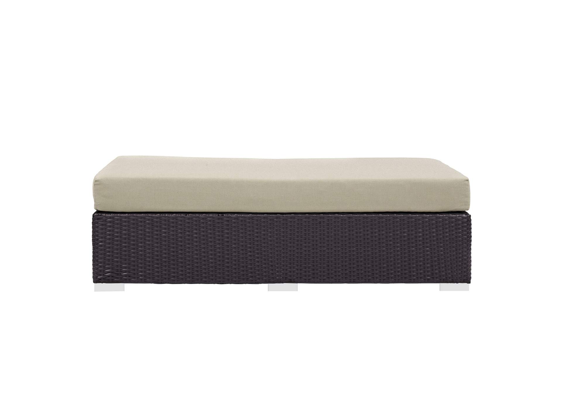 Espresso Beige Convene Outdoor Patio Fabric Rectangle Ottoman,Modway