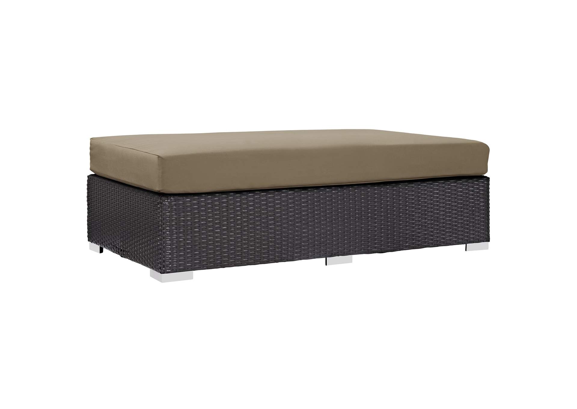 Espresso Mocha Convene Outdoor Patio Fabric Rectangle Ottoman,Modway