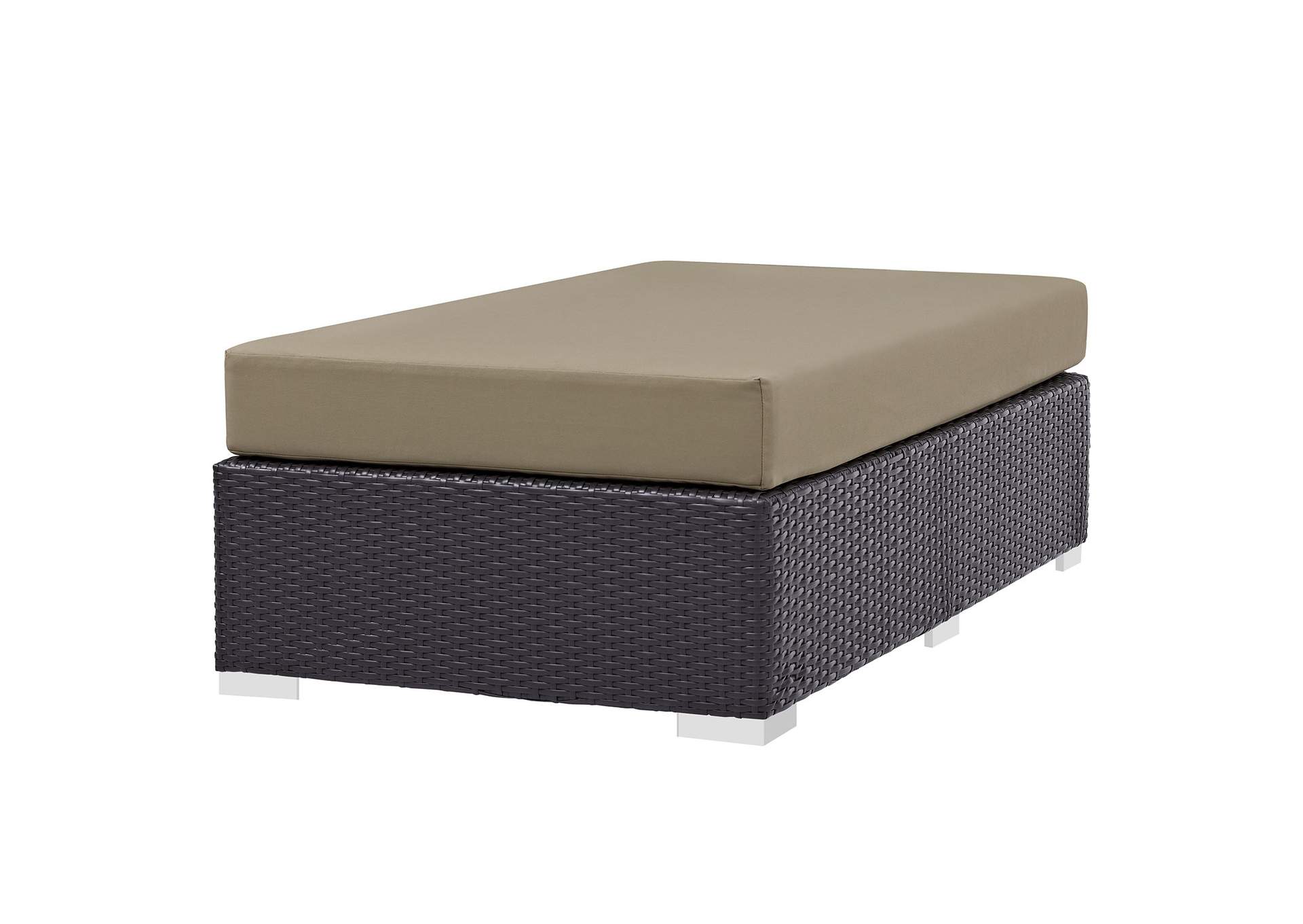 Espresso Mocha Convene Outdoor Patio Fabric Rectangle Ottoman,Modway