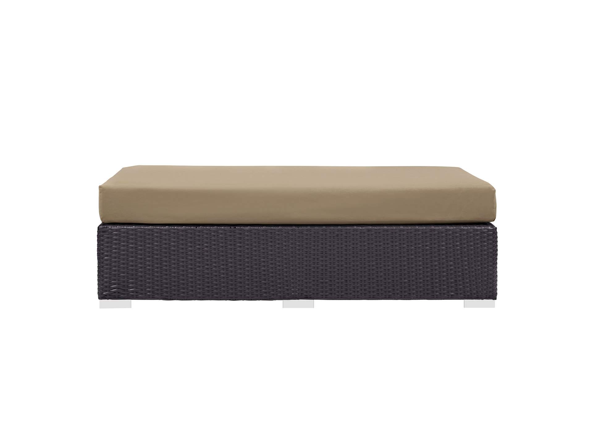 Espresso Mocha Convene Outdoor Patio Fabric Rectangle Ottoman,Modway