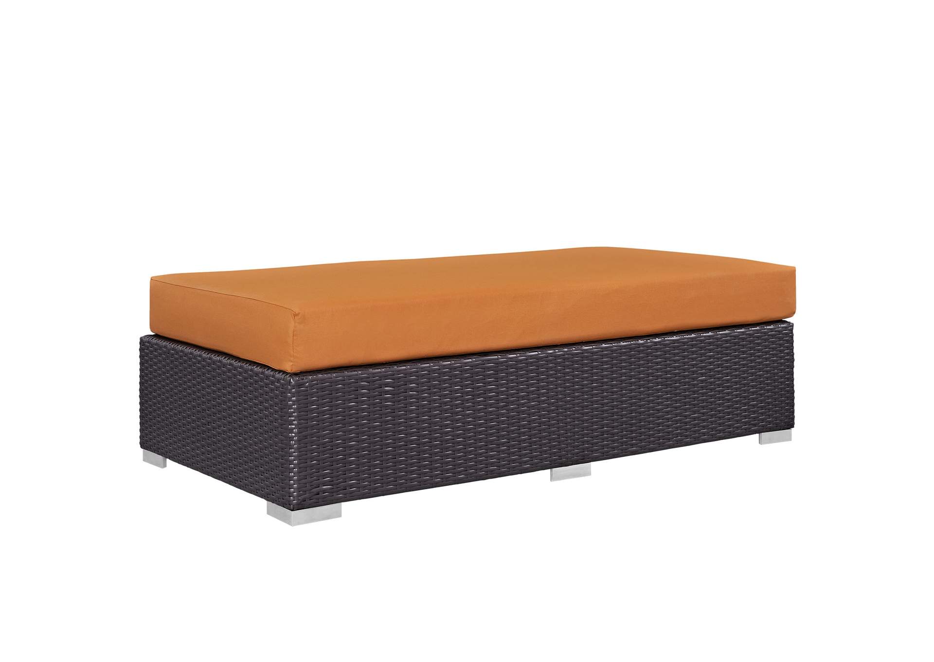 Espresso Orange Convene Outdoor Patio Fabric Rectangle Ottoman,Modway