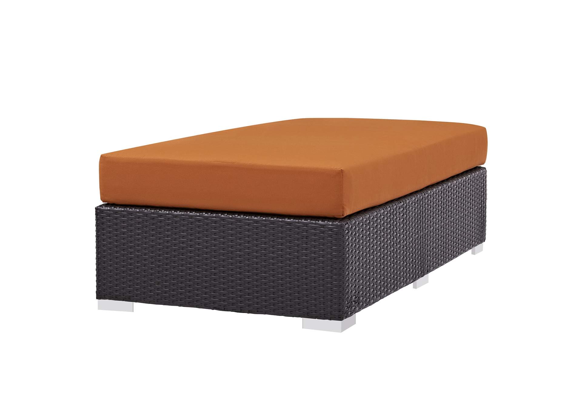 Espresso Orange Convene Outdoor Patio Fabric Rectangle Ottoman,Modway