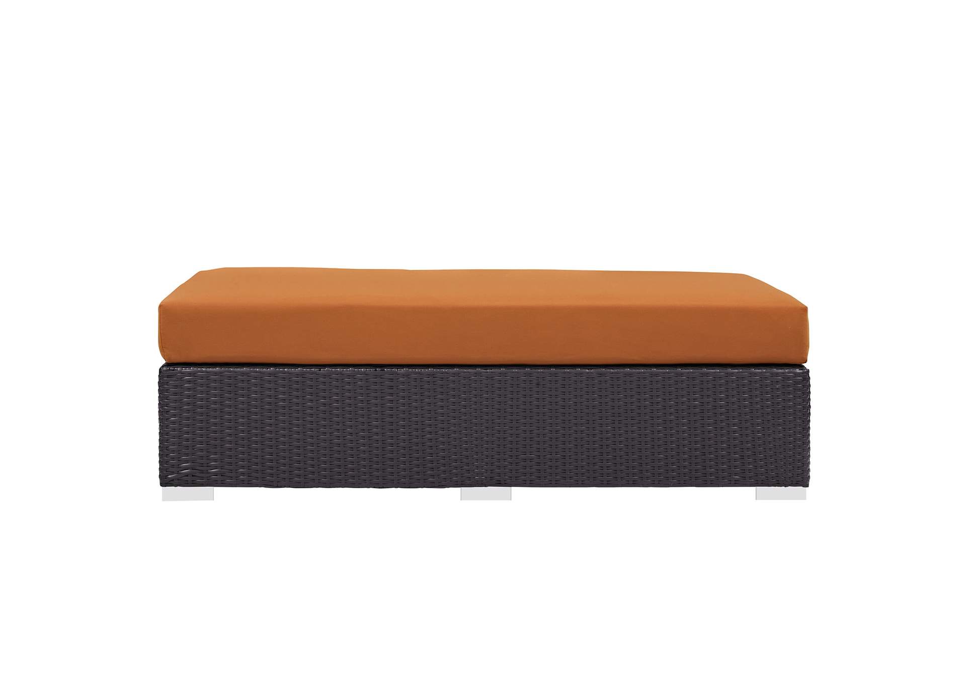 Espresso Orange Convene Outdoor Patio Fabric Rectangle Ottoman,Modway