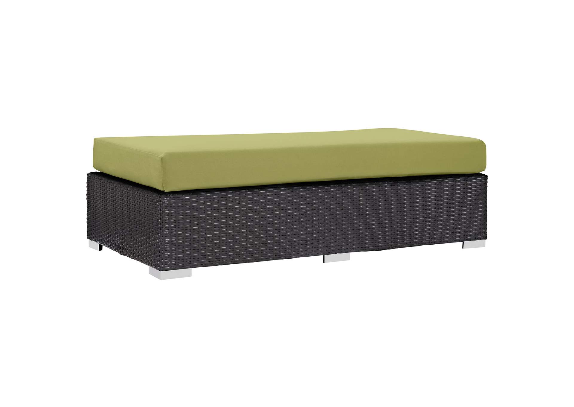 Espresso Peridot Convene Outdoor Patio Fabric Rectangle Ottoman,Modway