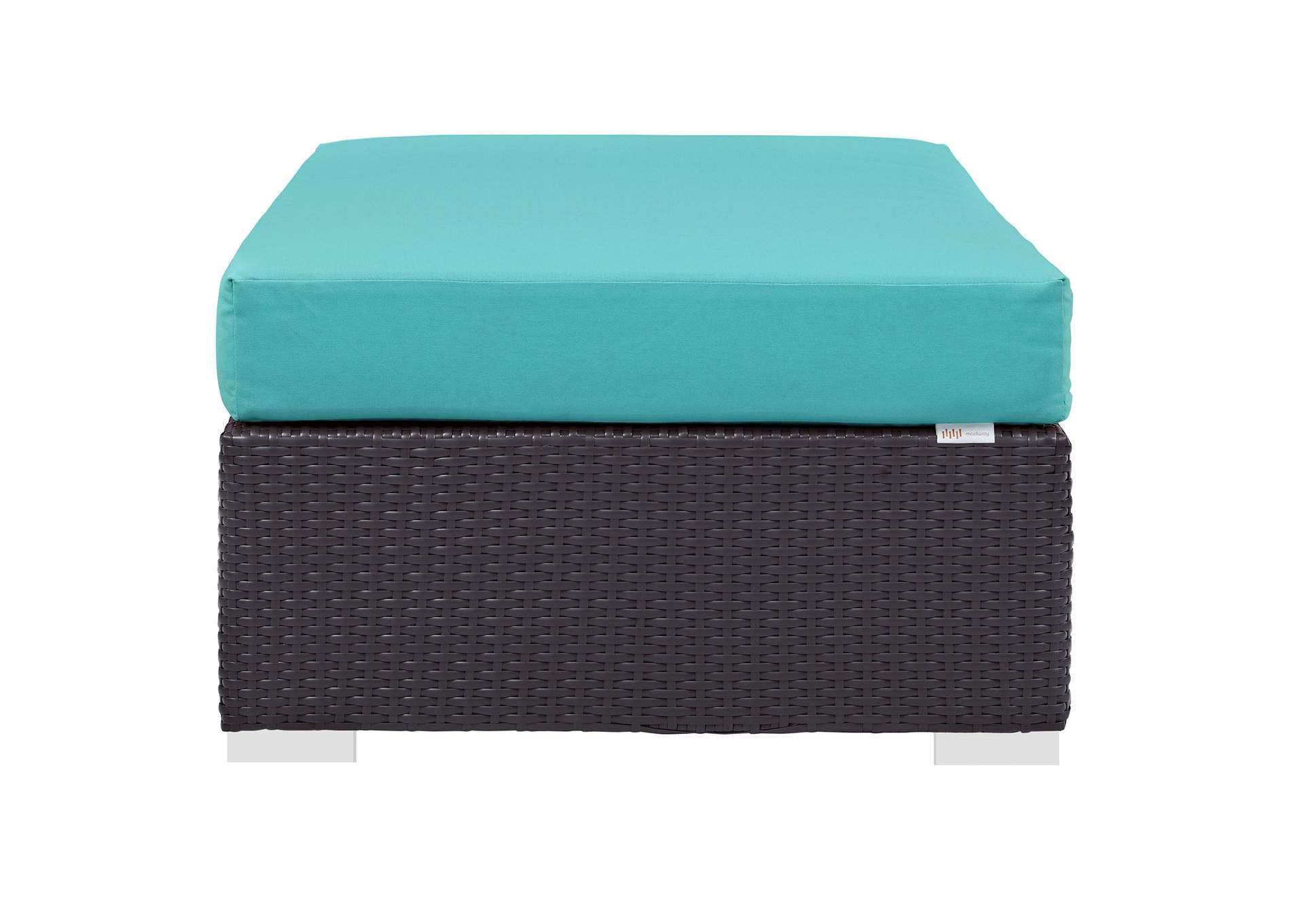 Espresso Turquoise Convene Outdoor Patio Fabric Rectangle Ottoman,Modway