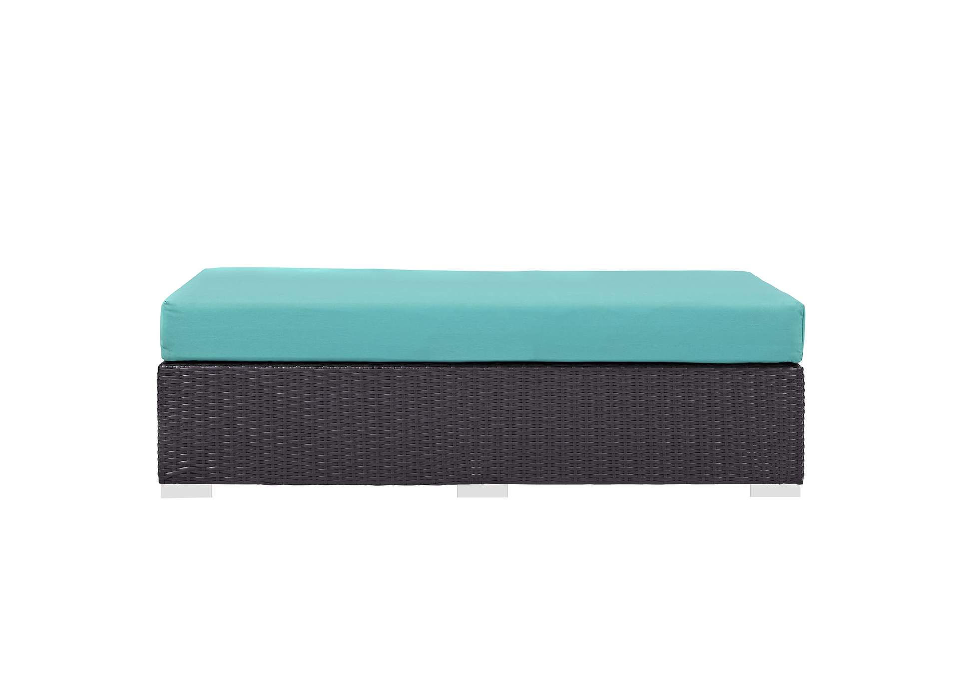 Espresso Turquoise Convene Outdoor Patio Fabric Rectangle Ottoman,Modway