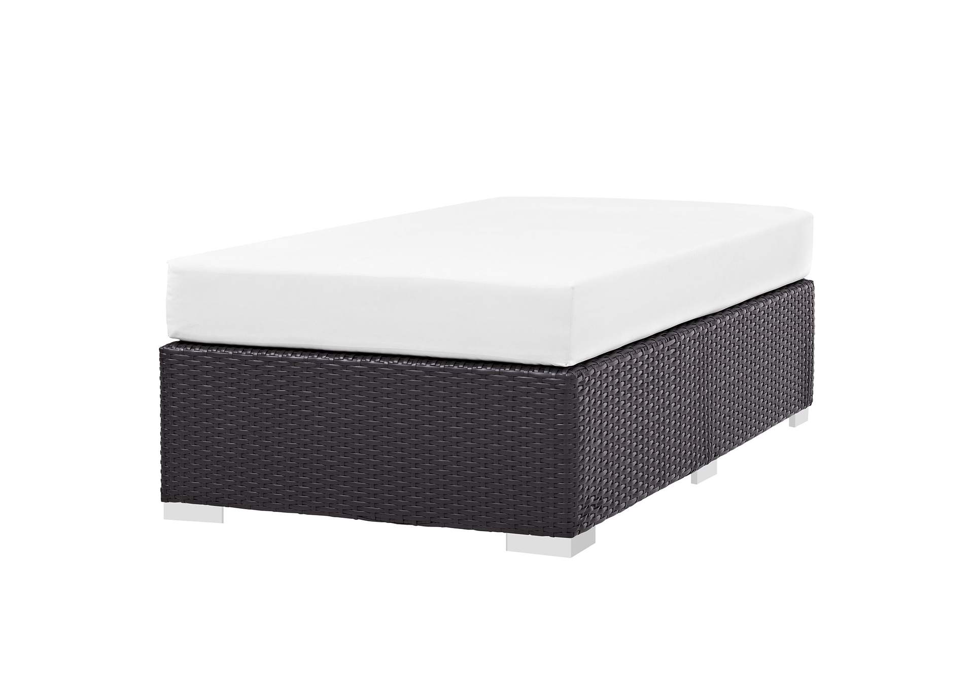 Espresso White Convene Outdoor Patio Fabric Rectangle Ottoman,Modway