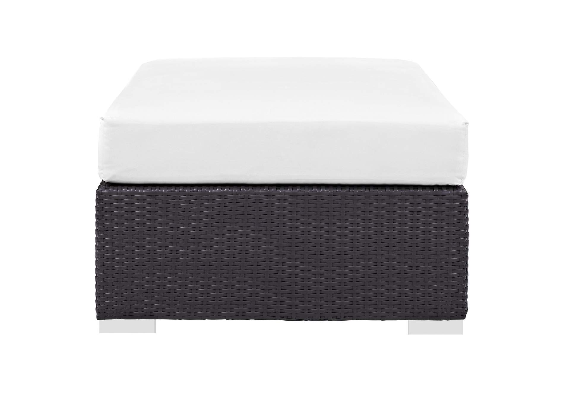 Espresso White Convene Outdoor Patio Fabric Rectangle Ottoman,Modway