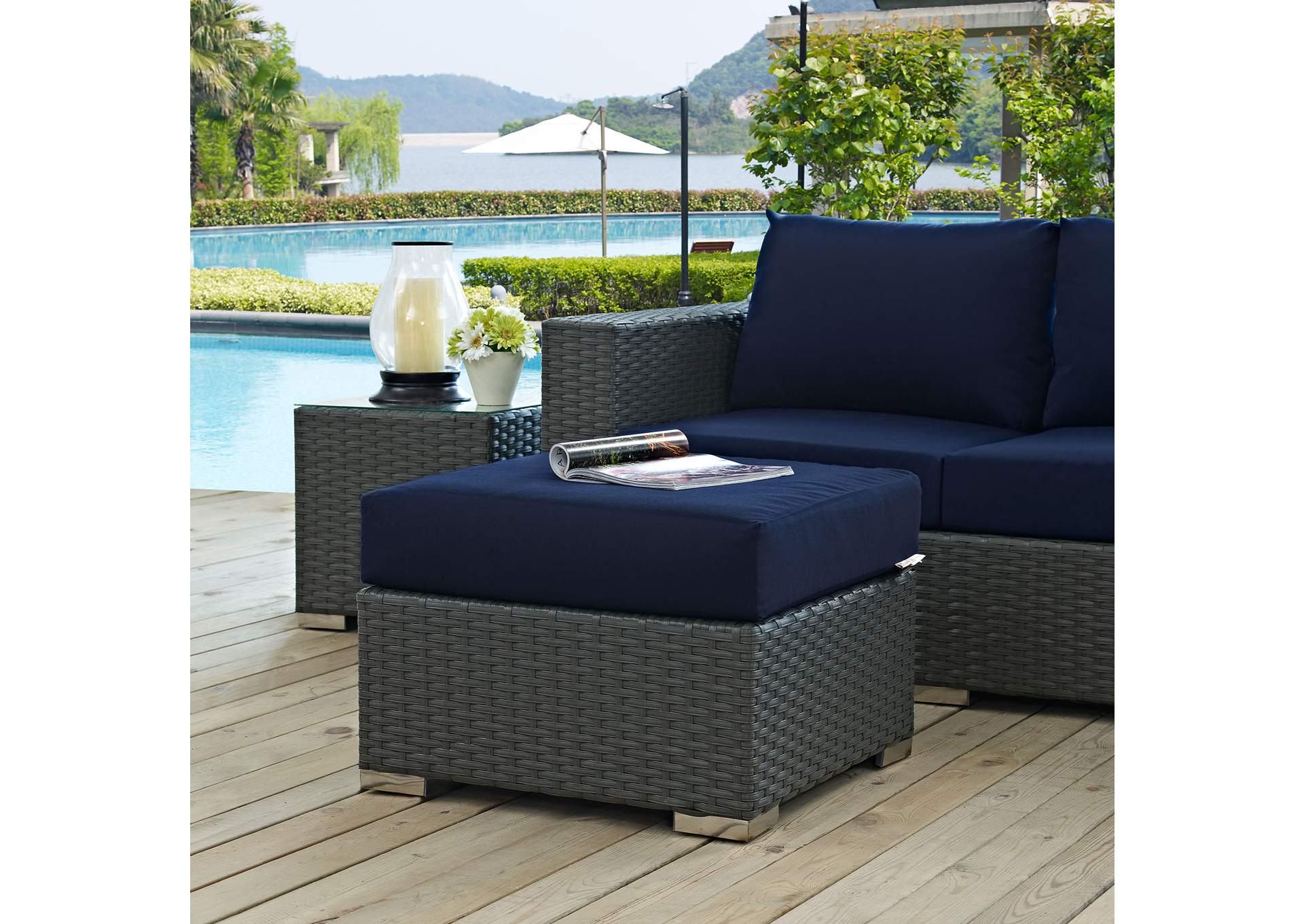 Canvas Navy Sojourn Outdoor Patio Sunbrella,Modway