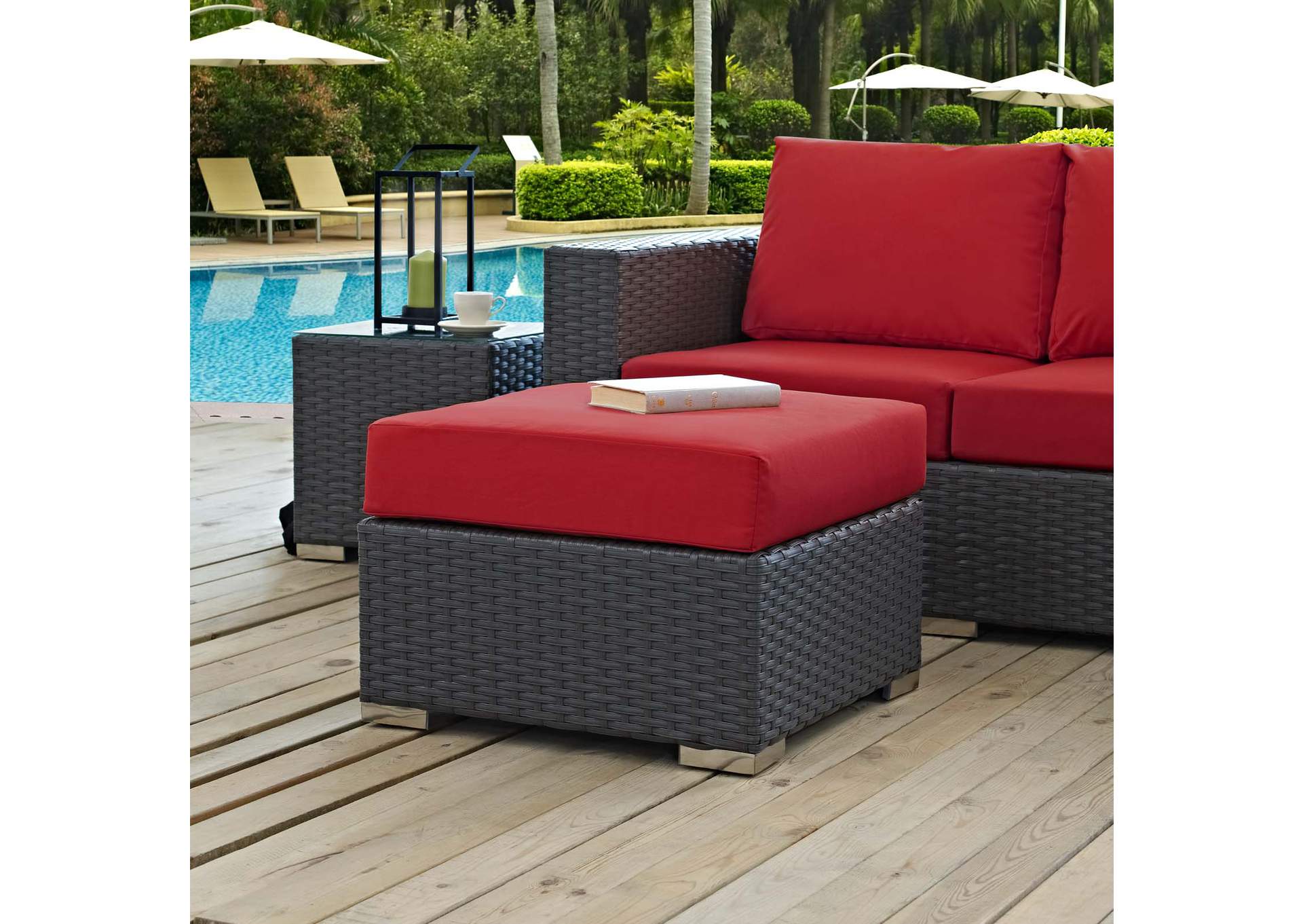 Canvas Red Sojourn Outdoor Patio Sunbrella,Modway