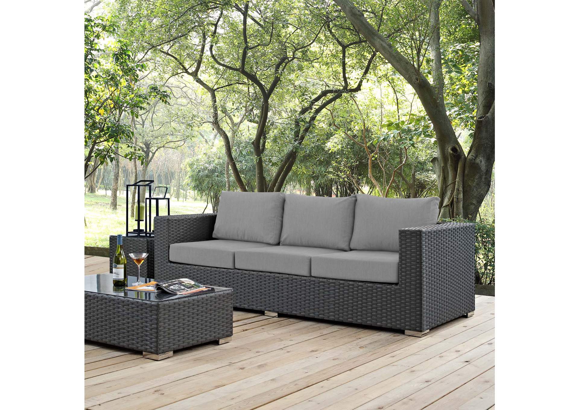 Canvas Gray Sojourn Outdoor Patio Sunbrella,Modway