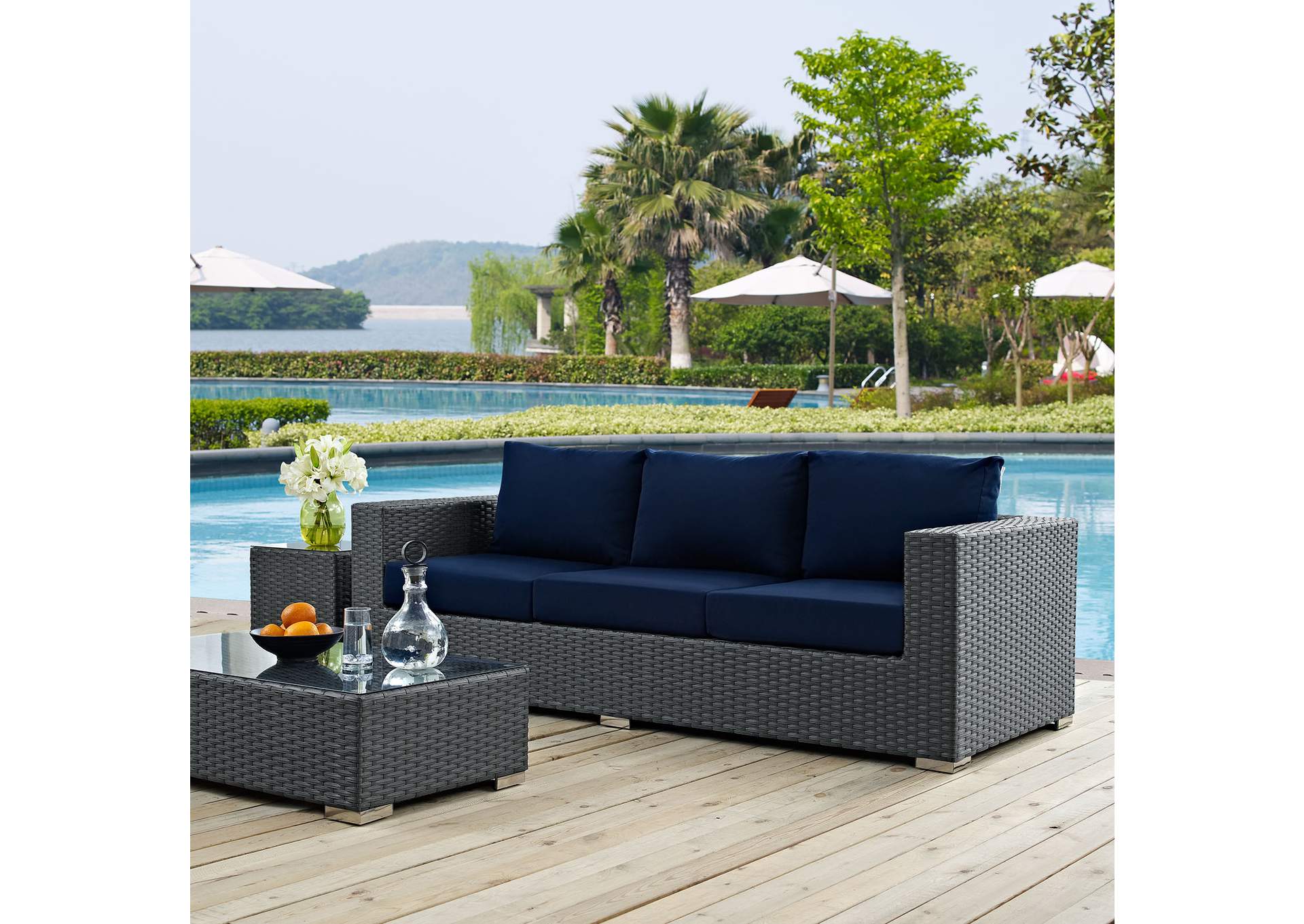 Canvas Navy Sojourn Outdoor Patio Sunbrella,Modway