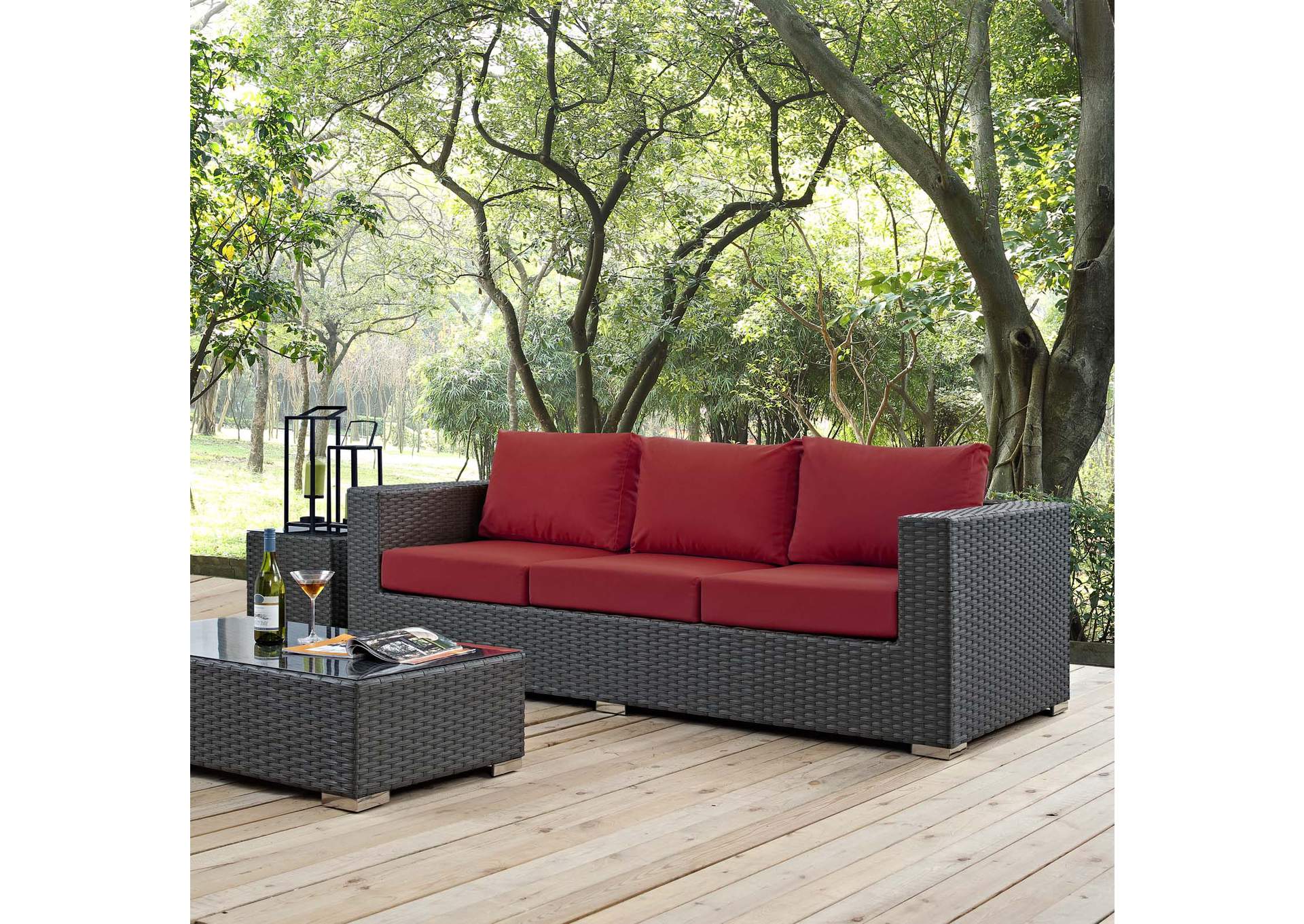 Canvas Red Sojourn Outdoor Patio Sunbrella,Modway