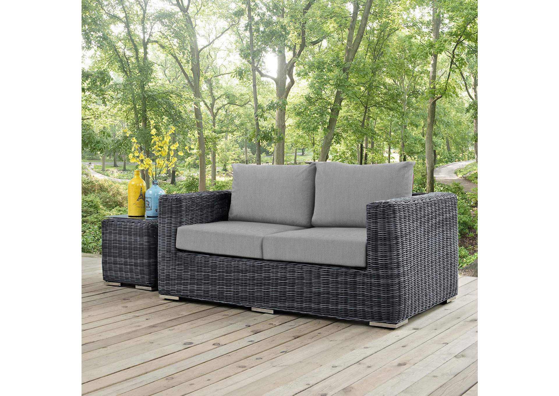 Canvas Gray Summon Outdoor Patio Sunbrella,Modway