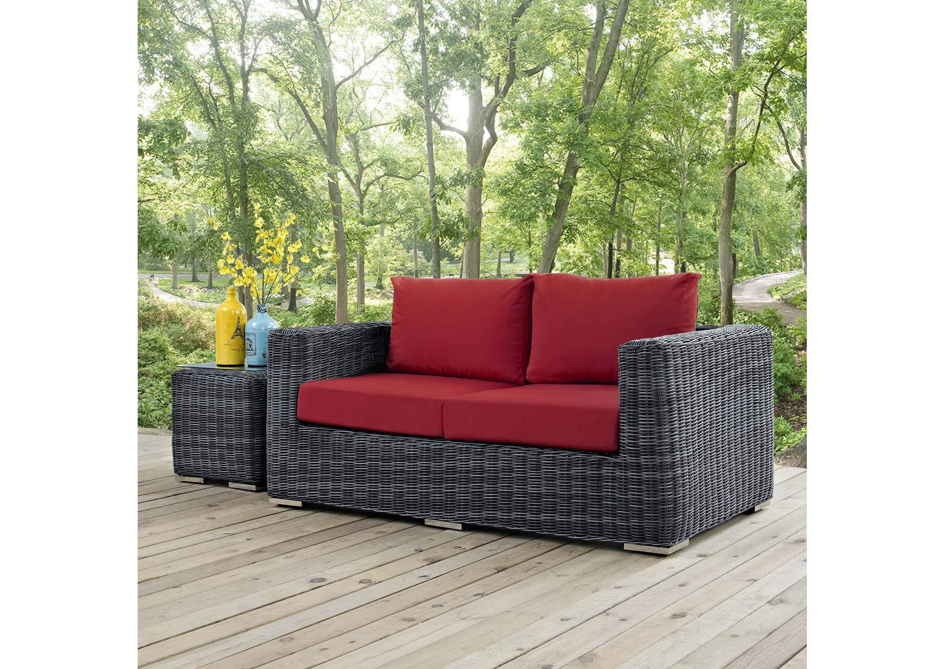 Canvas Red Summon Outdoor Patio Sunbrella,Modway