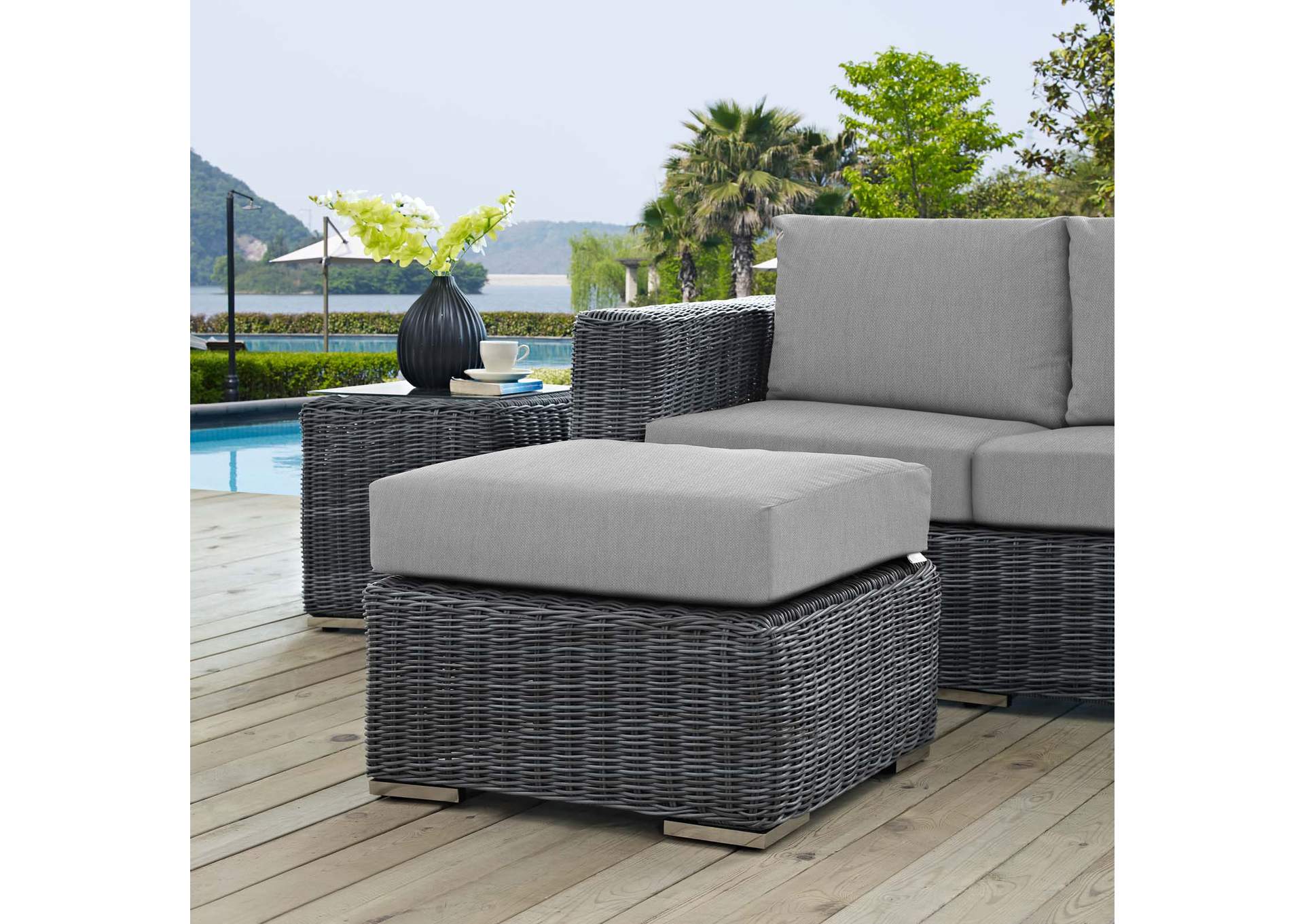 Canvas Gray Summon Outdoor Patio Sunbrella,Modway