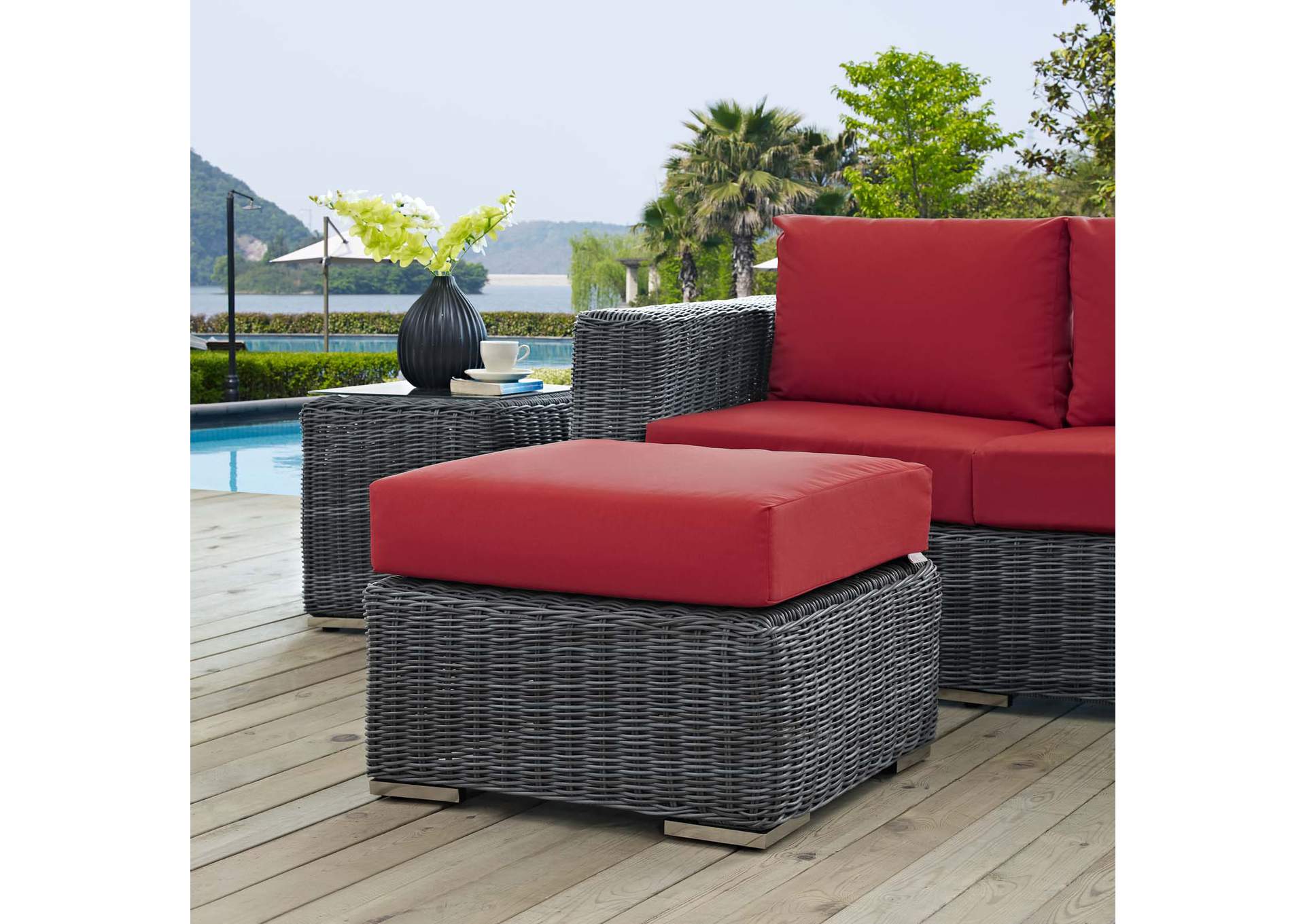 Canvas Red Summon Outdoor Patio Sunbrella,Modway