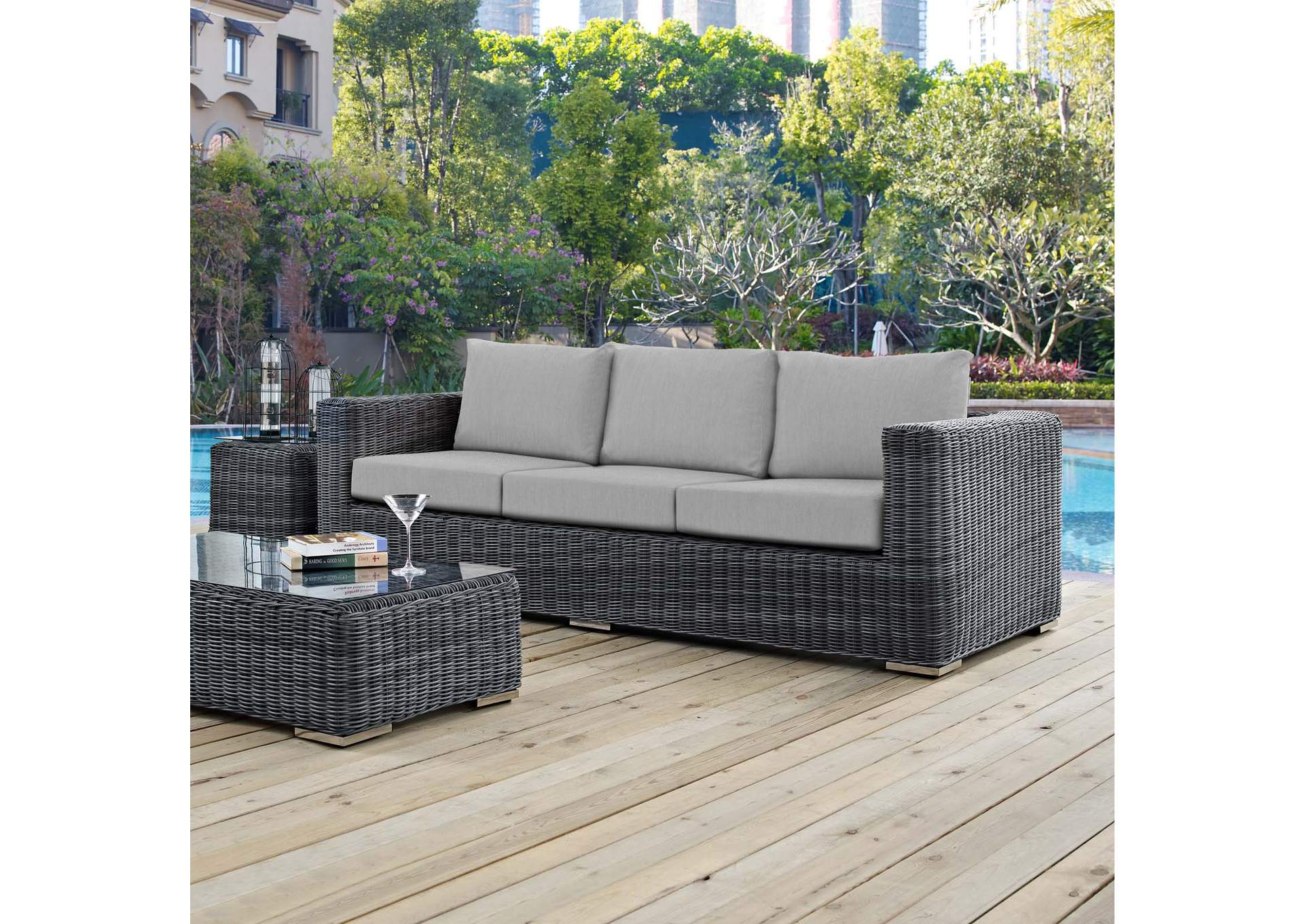 Canvas Gray Summon Outdoor Patio Sunbrella,Modway