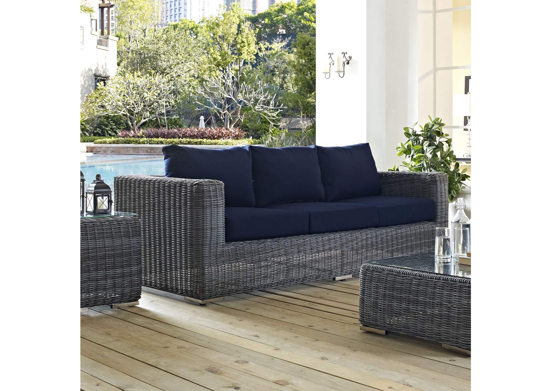 Canvas Navy Summon Outdoor Patio Sunbrella,Modway