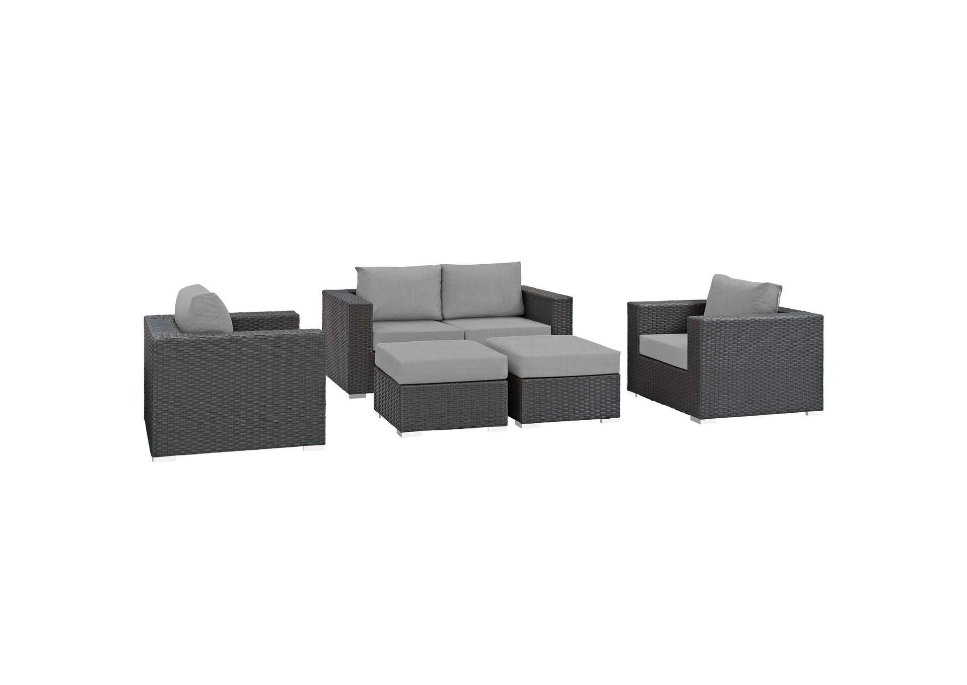 Canvas Gray Sojourn 5 Piece Outdoor Patio Sunbrella,Modway