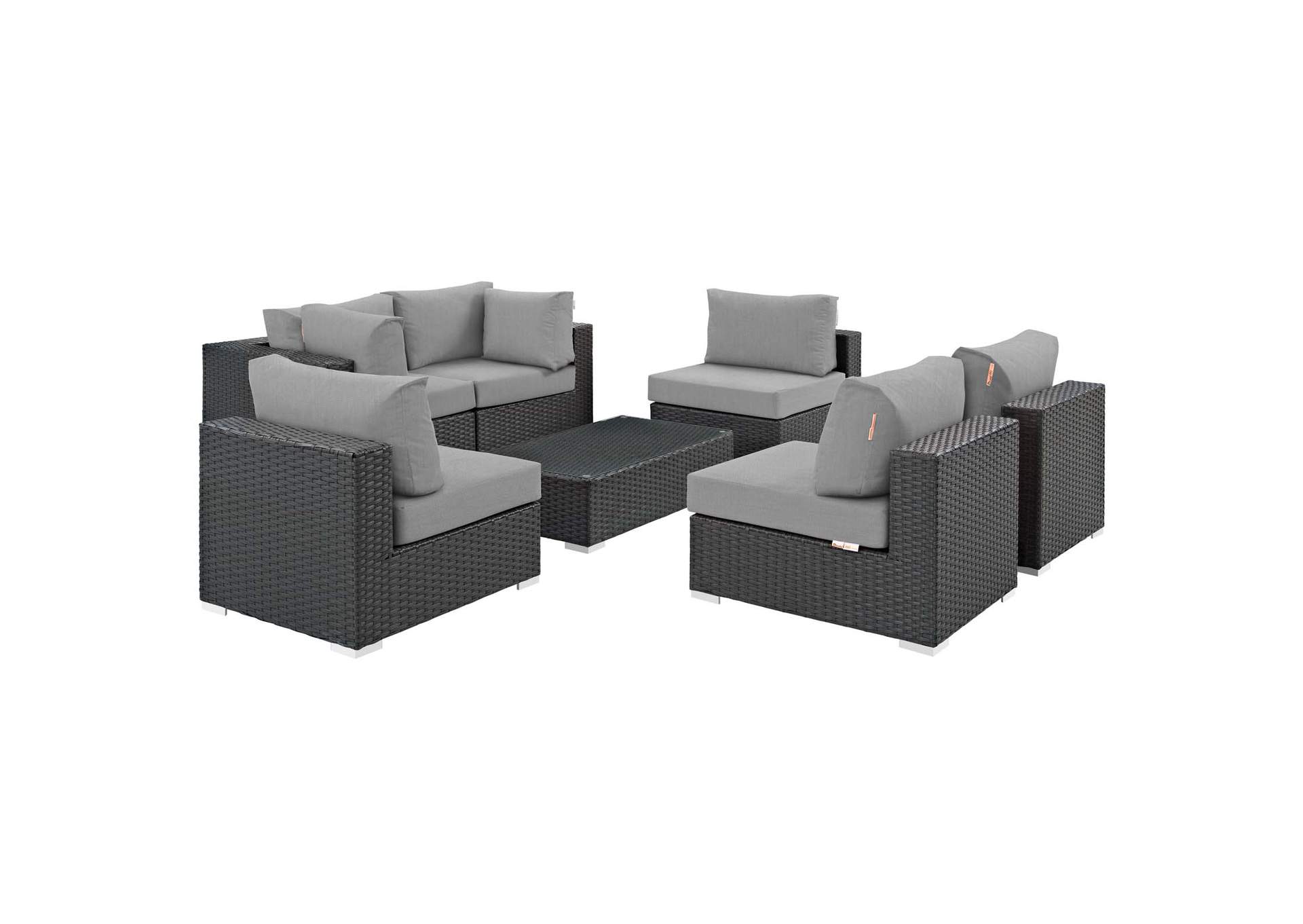 Canvas Gray Sojourn 7 Piece Outdoor Patio Sunbrella,Modway