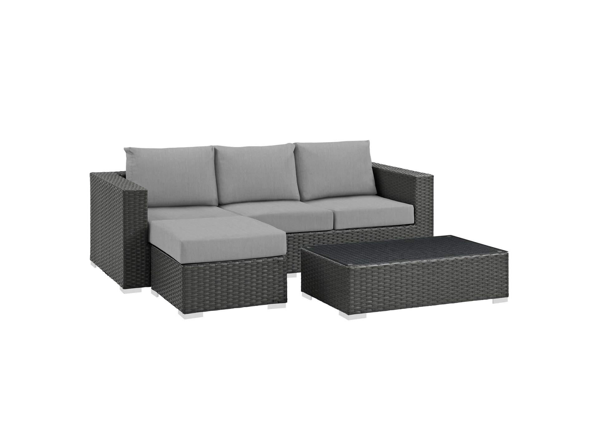 Canvas Gray Sojourn 3 Piece Outdoor Patio Sunbrella,Modway