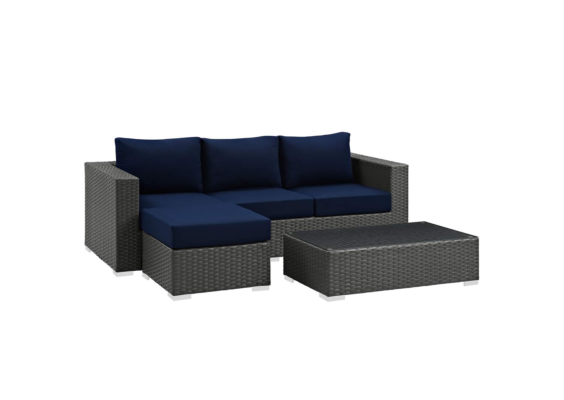 Canvas Navy Sojourn 3 Piece Outdoor Patio Sunbrella,Modway