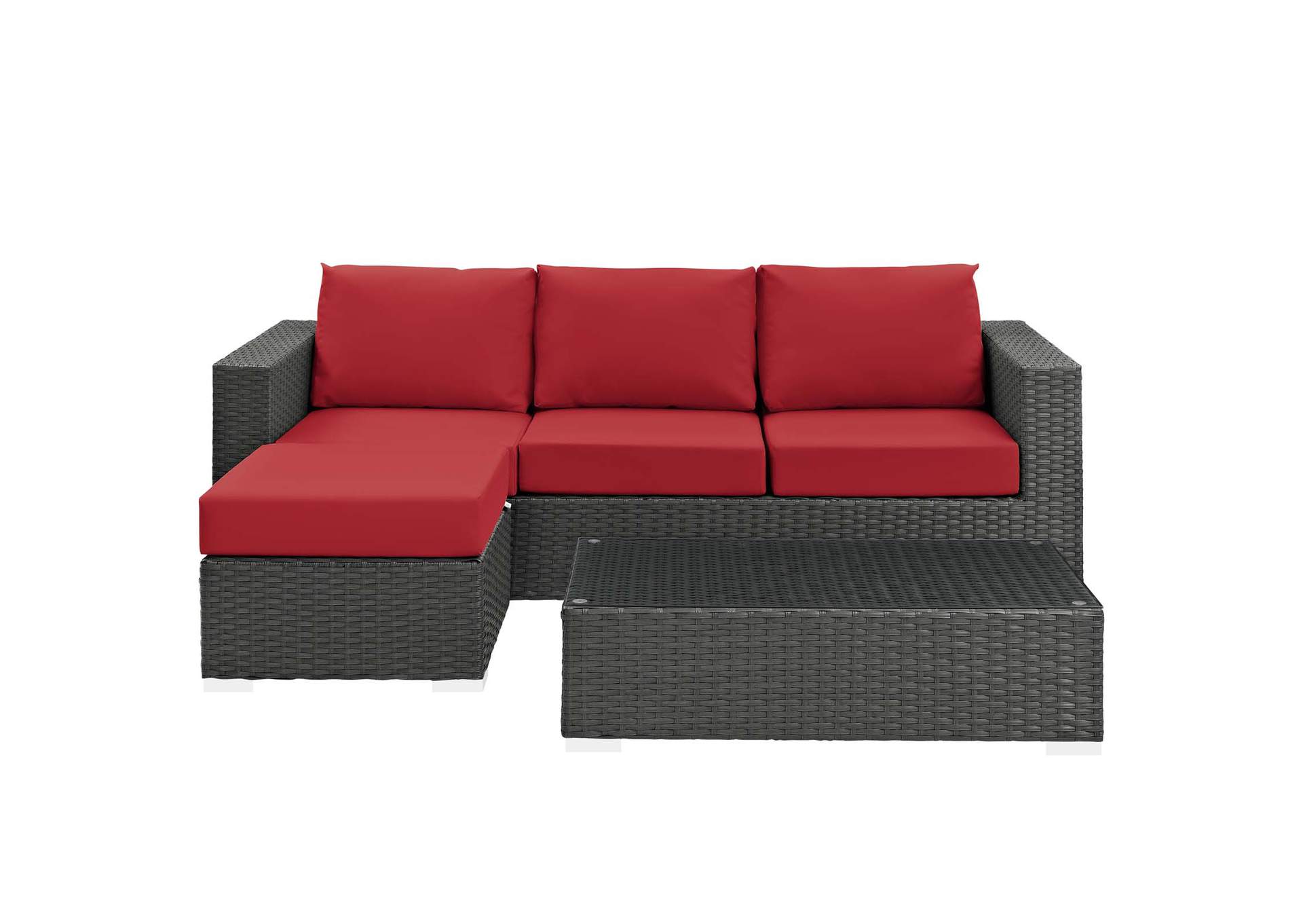 Canvas Red Sojourn 3 Piece Outdoor Patio Sunbrella,Modway