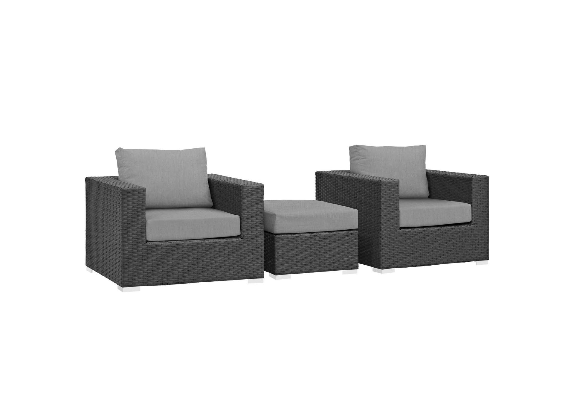 Canvas Gray Sojourn 3 Piece Outdoor Patio Sunbrella,Modway