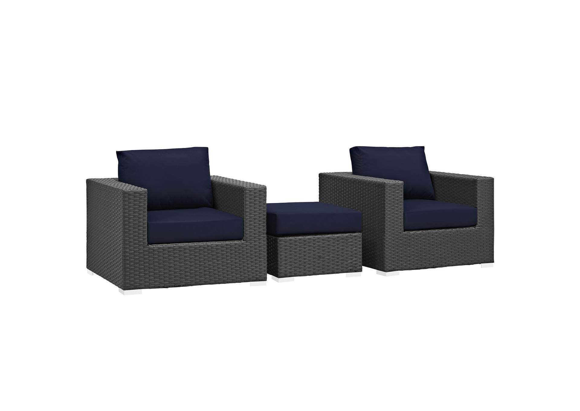 Canvas Navy Sojourn 3 Piece Outdoor Patio Sunbrella,Modway