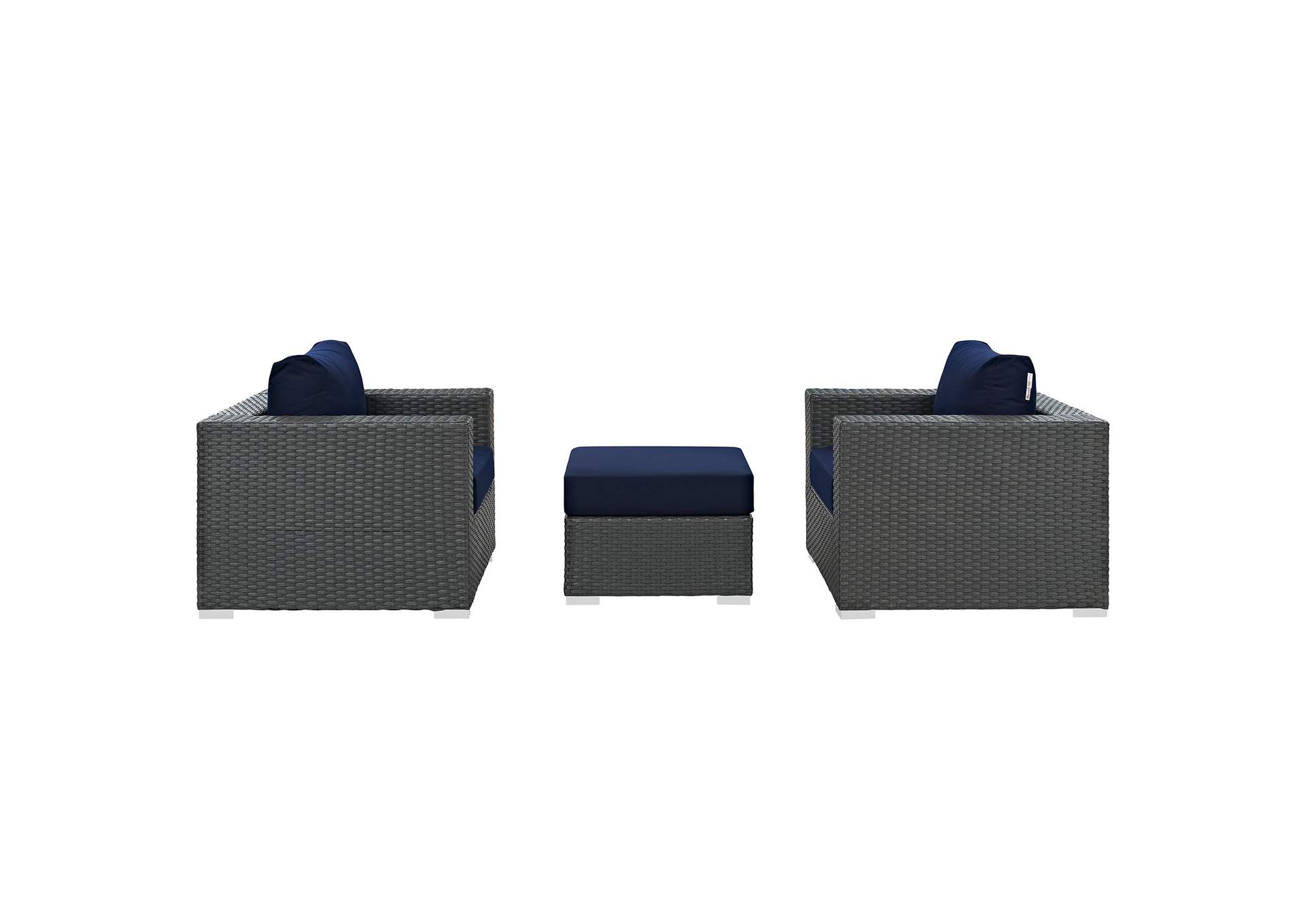 Canvas Navy Sojourn 3 Piece Outdoor Patio Sunbrella,Modway