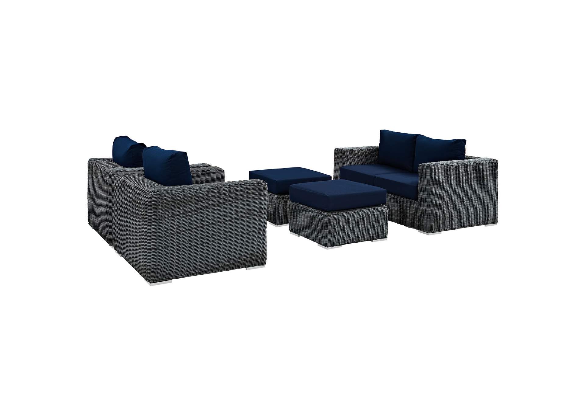 Canvas Navy Summon 5 Piece Outdoor Patio Sunbrella,Modway