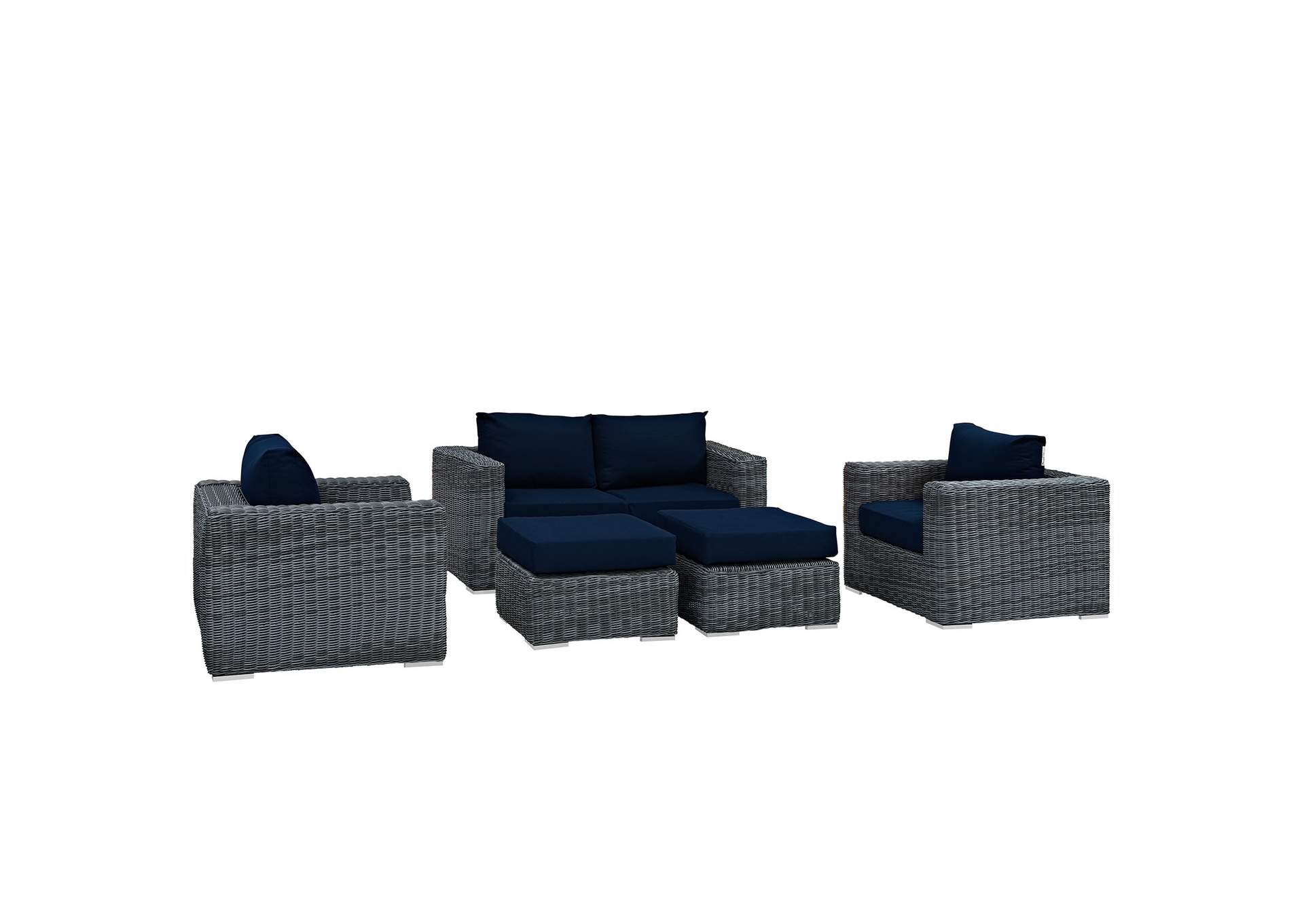 Canvas Navy Summon 5 Piece Outdoor Patio Sunbrella,Modway