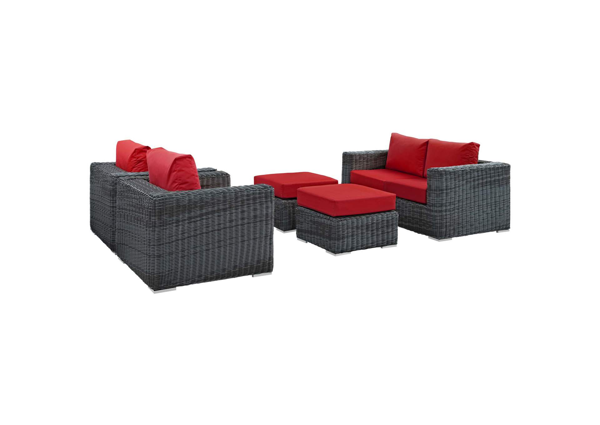 Canvas Red Summon 5 Piece Outdoor Patio Sunbrella,Modway