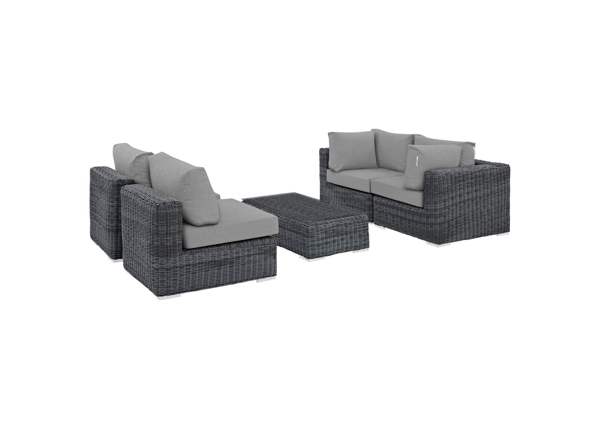 Canvas Gray Summon 5 Piece Outdoor Patio Sunbrella,Modway