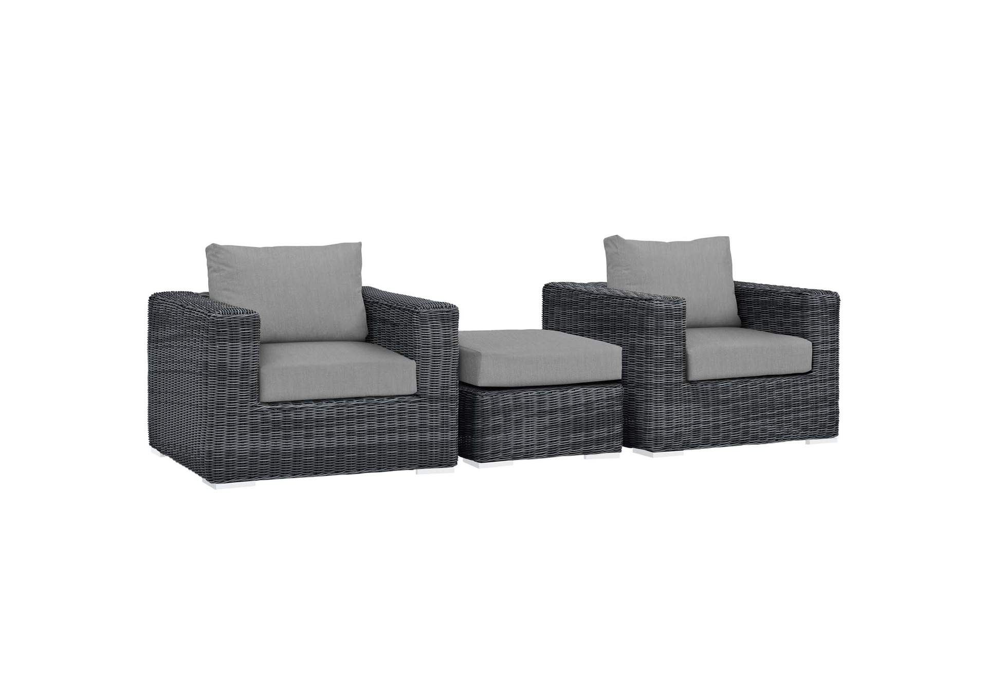 Canvas Gray Summon 3 Piece Outdoor Patio Sunbrella,Modway