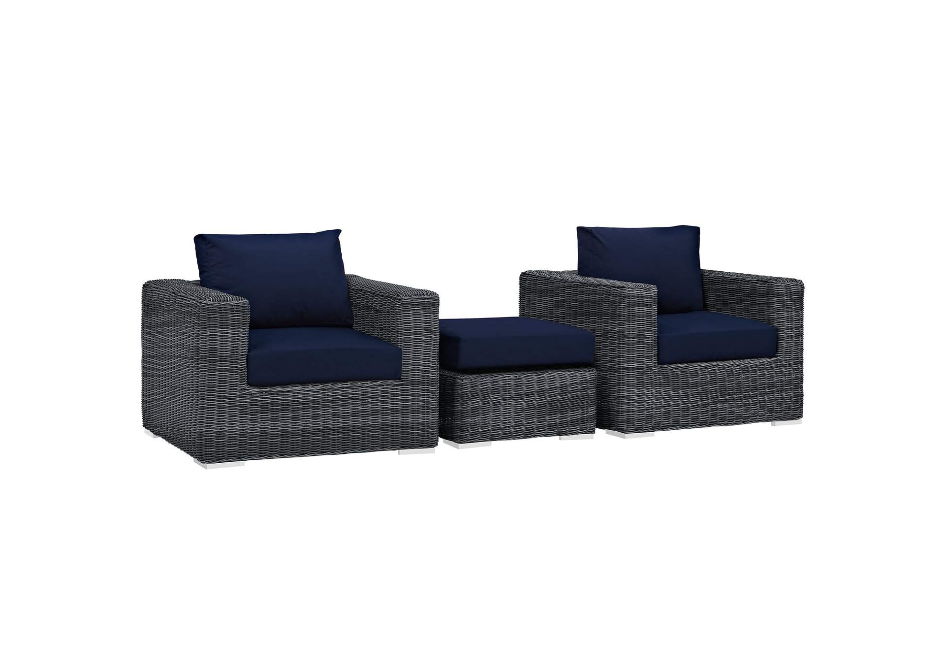 Canvas Navy Summon 3 Piece Outdoor Patio Sunbrella,Modway