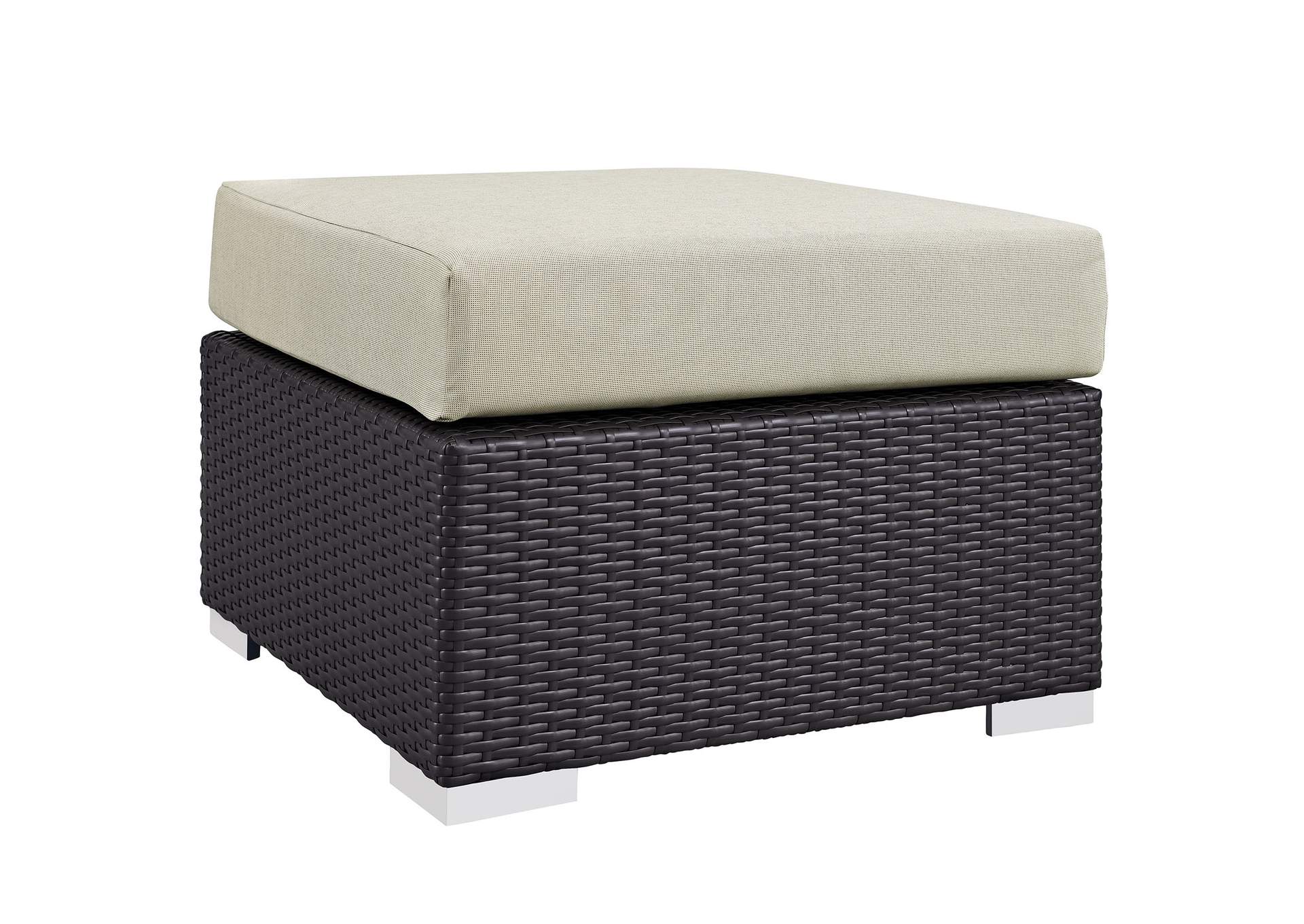 Espresso Beige Convene Outdoor Patio Fabric Square Ottoman,Modway