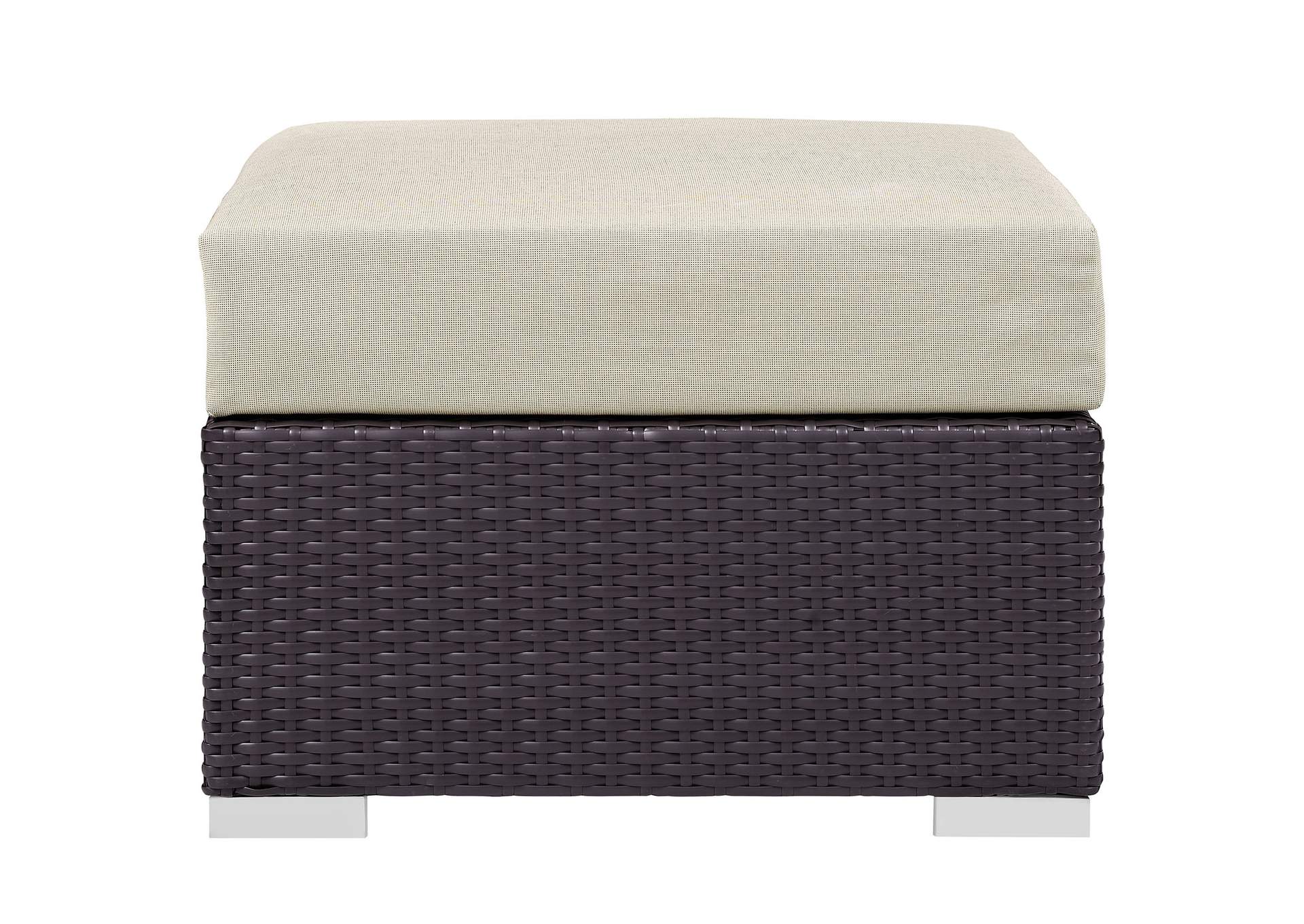 Espresso Beige Convene Outdoor Patio Fabric Square Ottoman,Modway