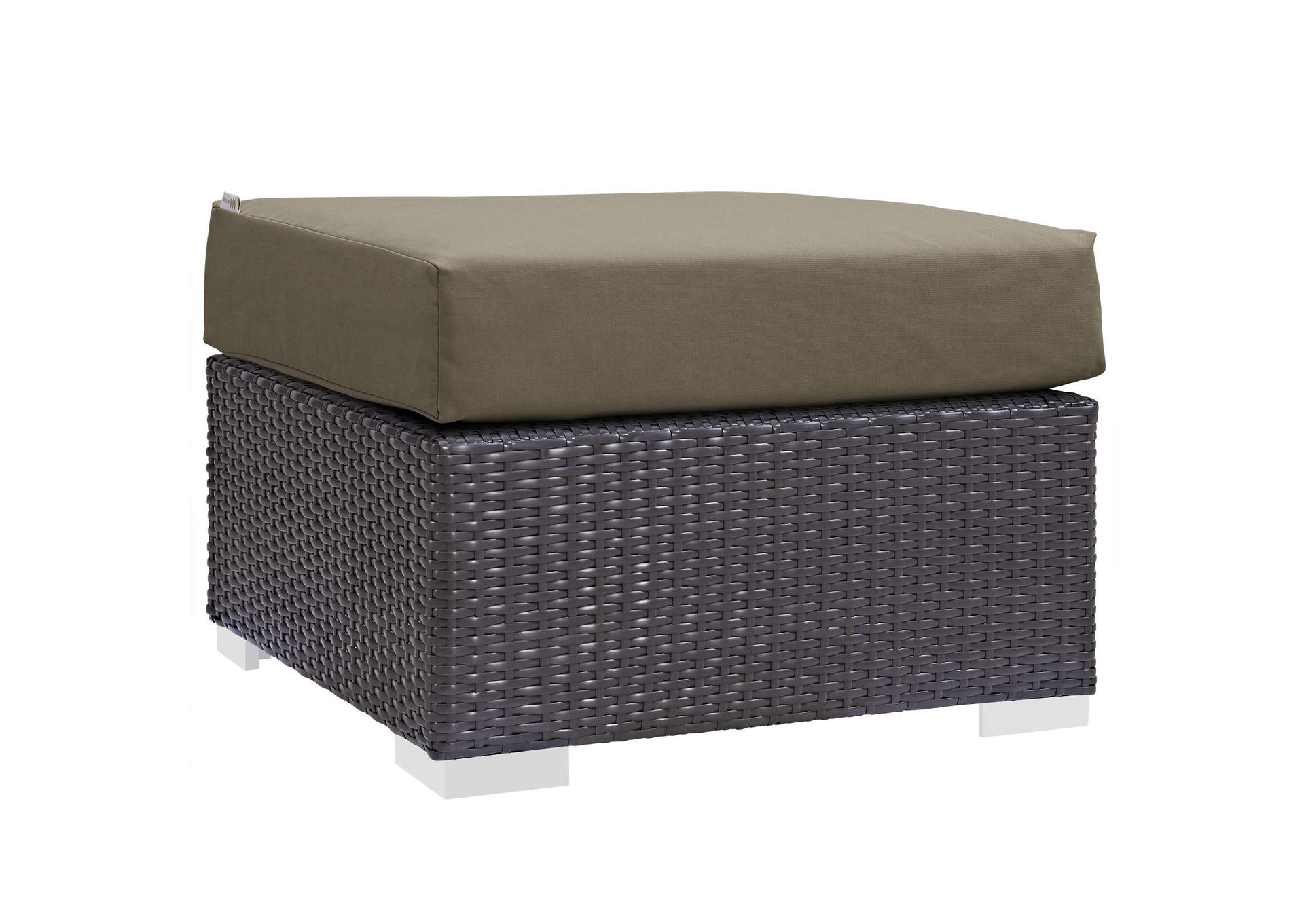 Espresso Mocha Convene Outdoor Patio Fabric Square Ottoman,Modway