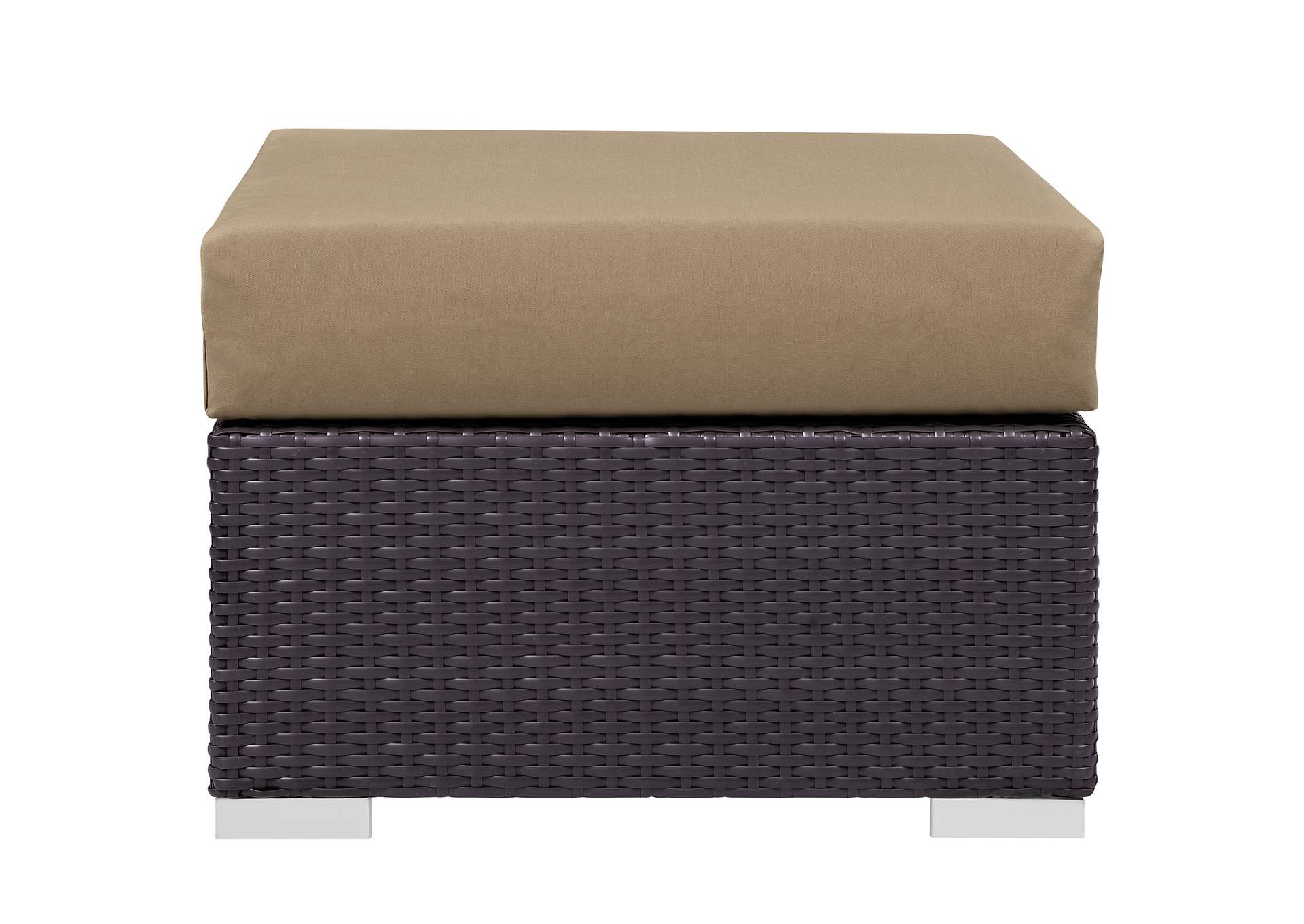 Espresso Mocha Convene Outdoor Patio Fabric Square Ottoman,Modway