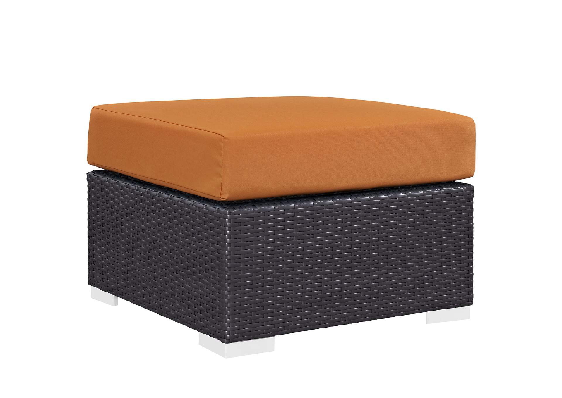 Espresso Orange Convene Outdoor Patio Fabric Square Ottoman,Modway