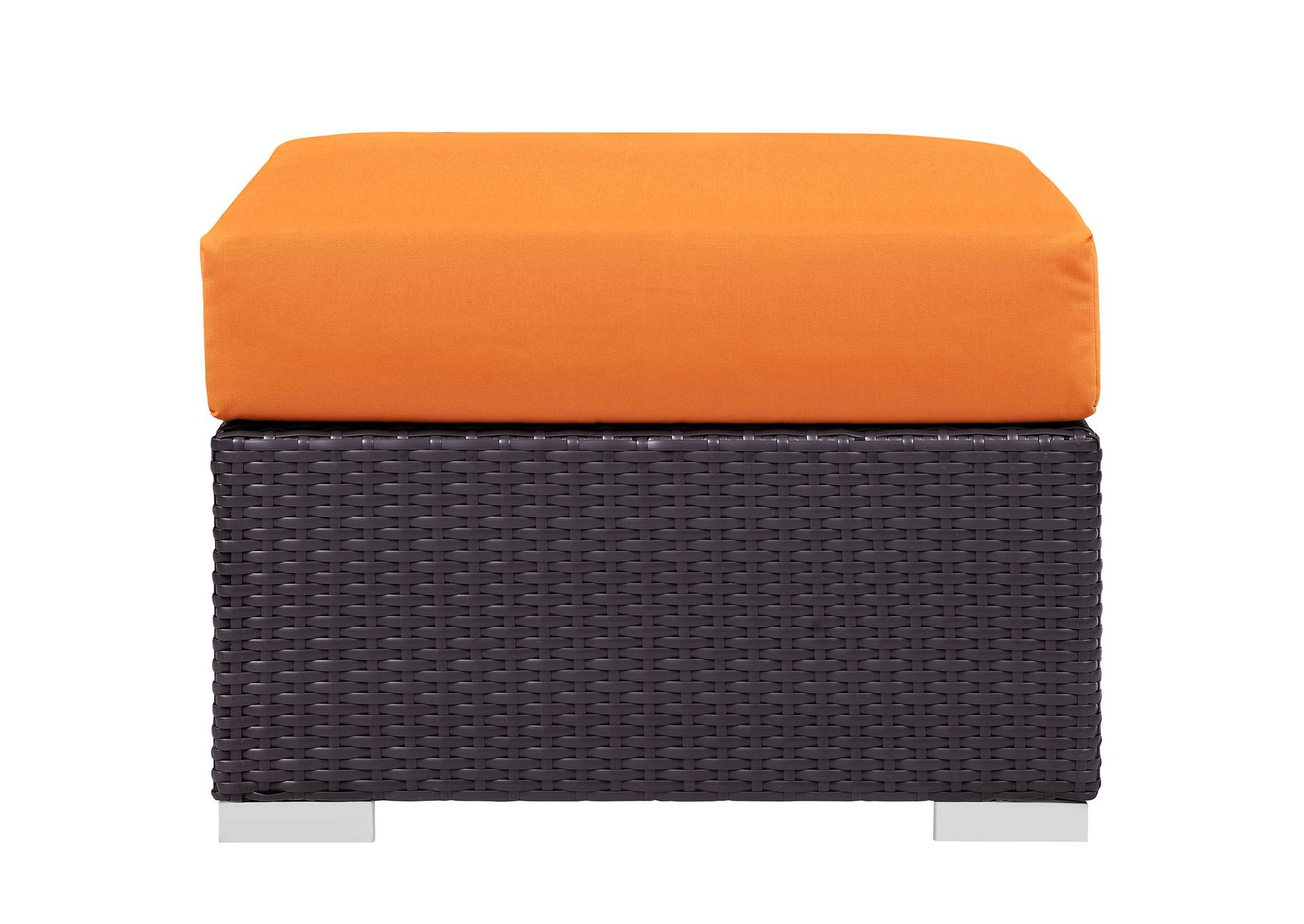 Espresso Orange Convene Outdoor Patio Fabric Square Ottoman,Modway