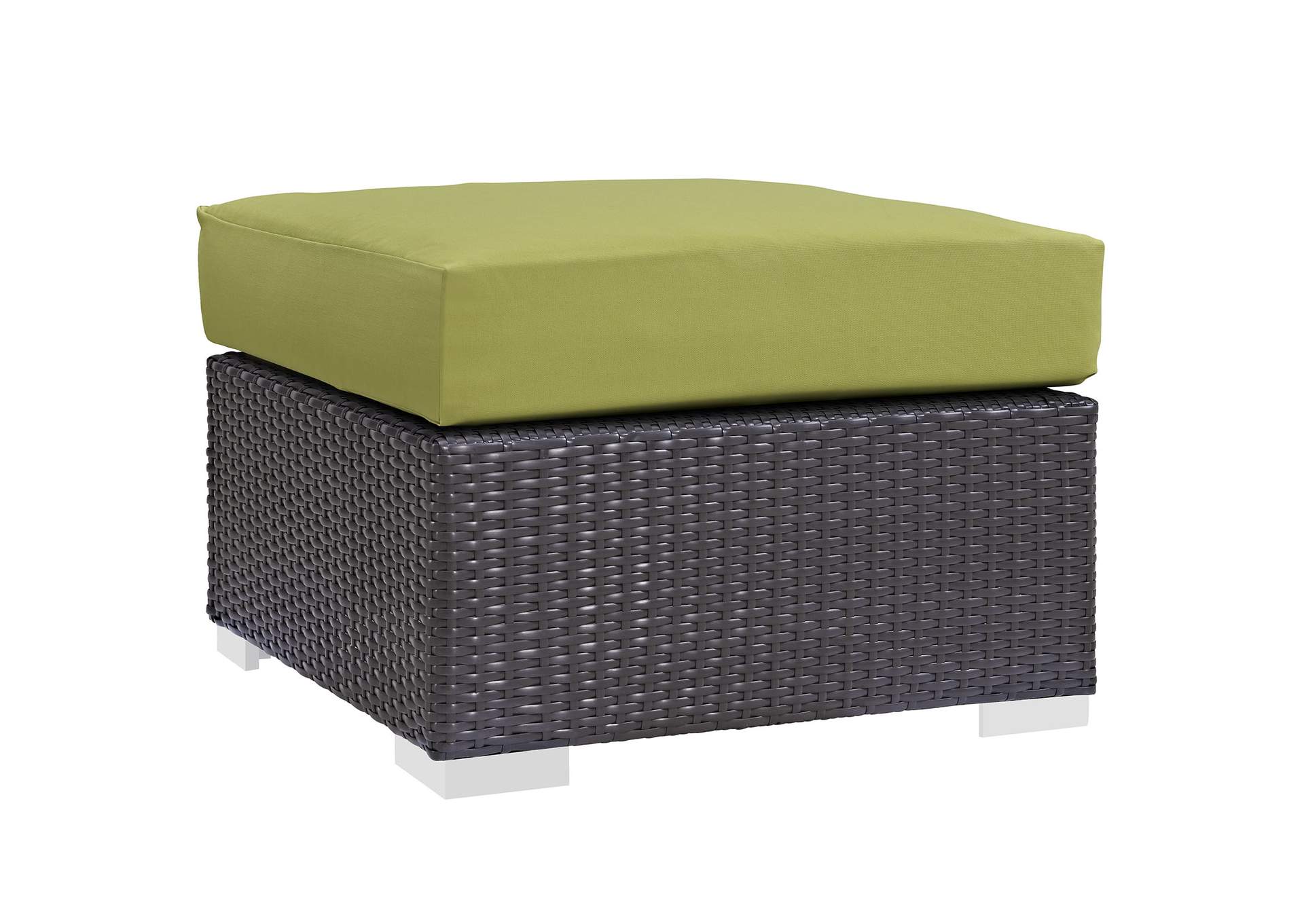 Espresso Peridot Convene Outdoor Patio Fabric Square Ottoman,Modway