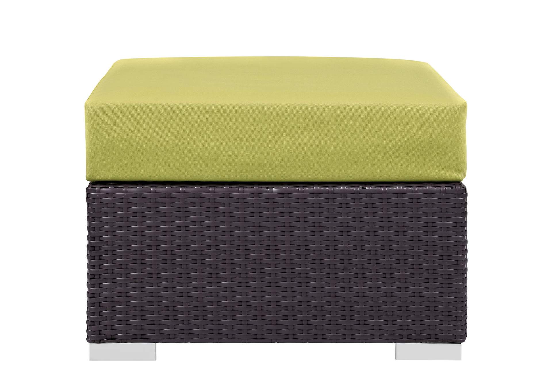 Espresso Peridot Convene Outdoor Patio Fabric Square Ottoman,Modway