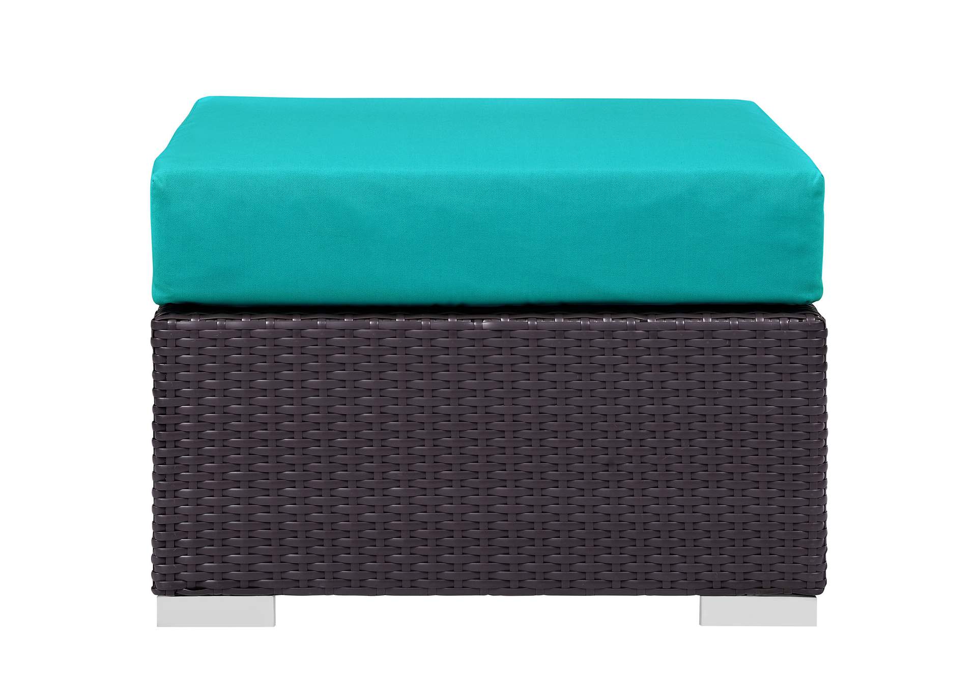 Espresso Turquoise Convene Outdoor Patio Fabric Square Ottoman,Modway