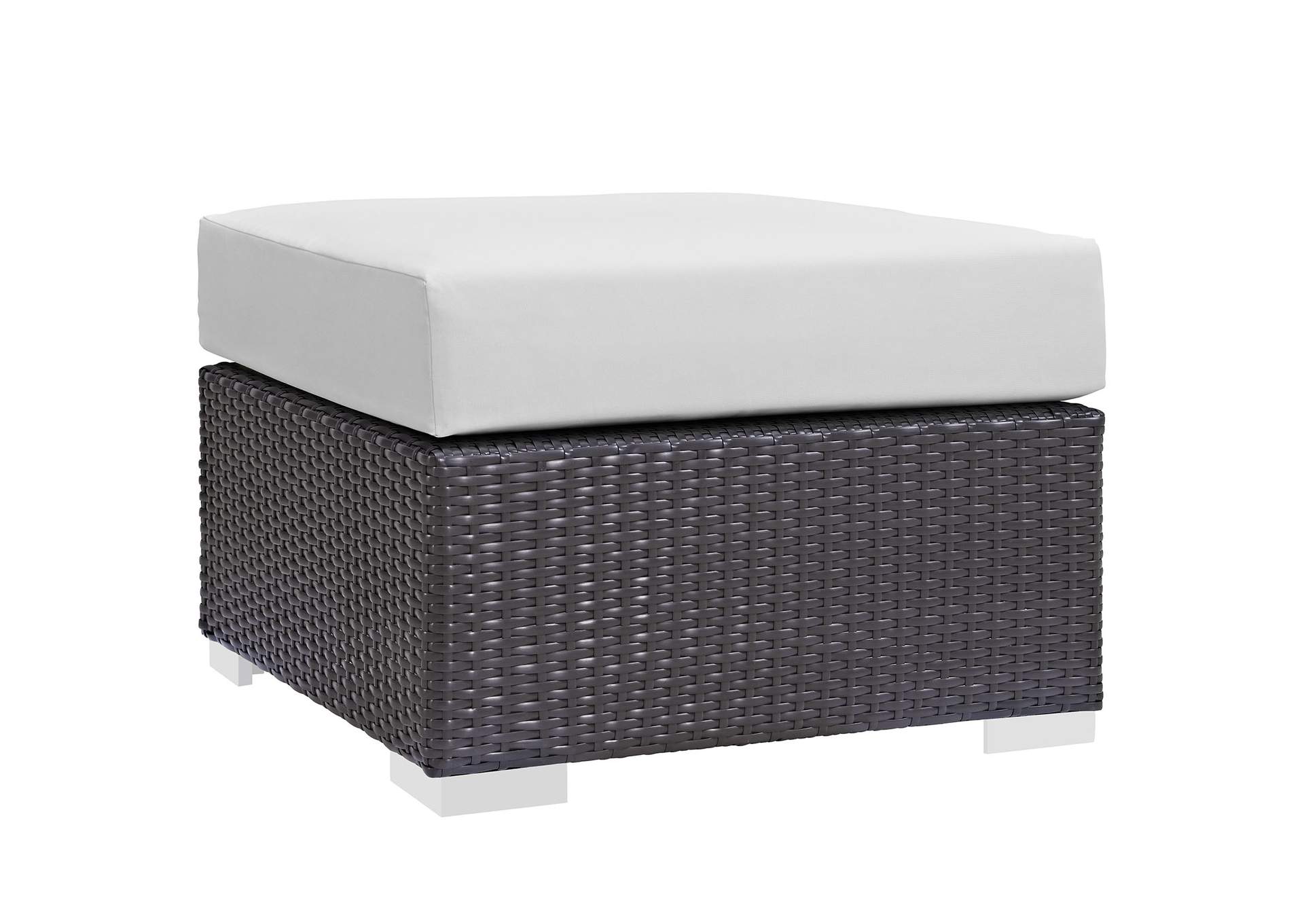 Espresso White Convene Outdoor Patio Fabric Square Ottoman,Modway